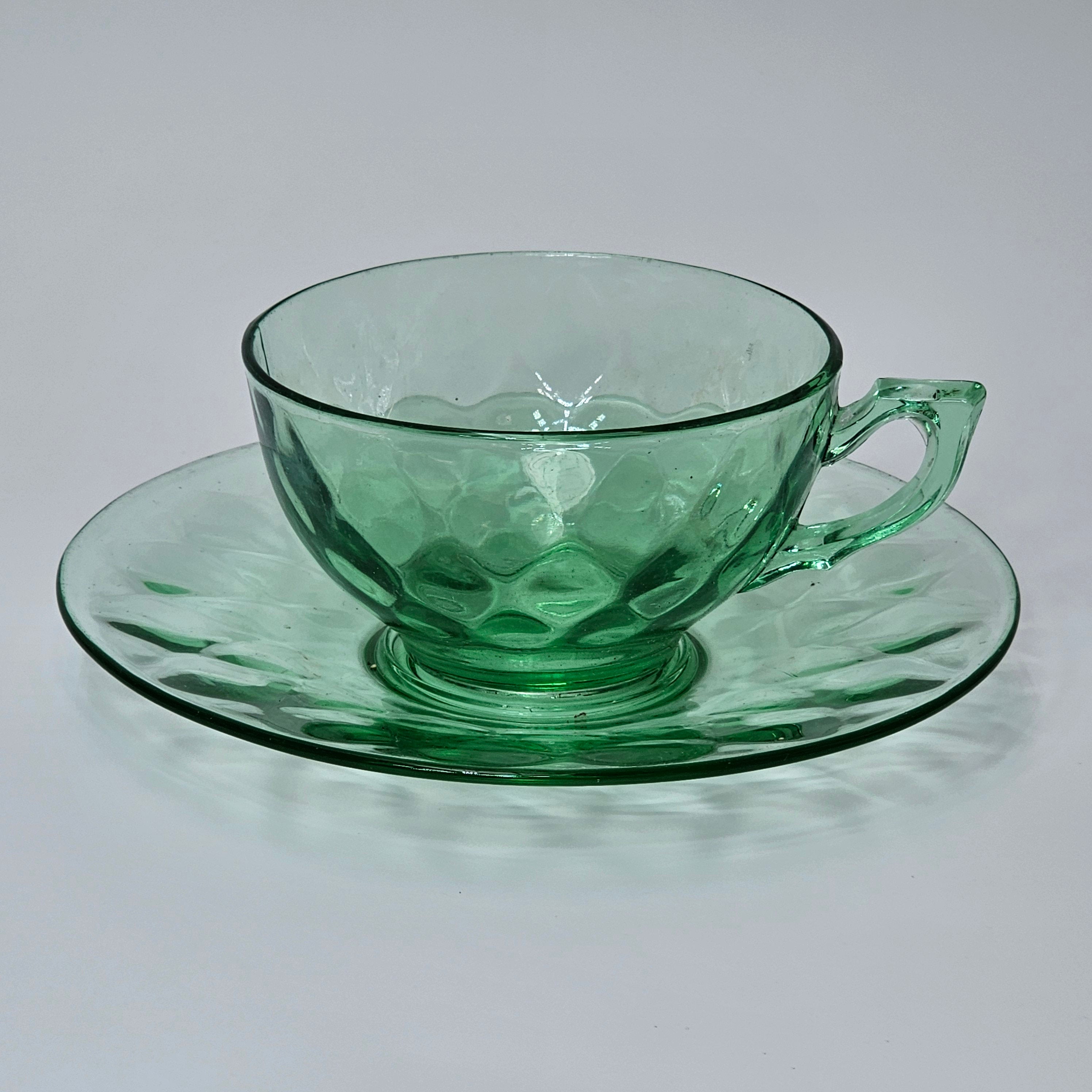 Heisey Yeoman Green Cup & Saucer Set (B)