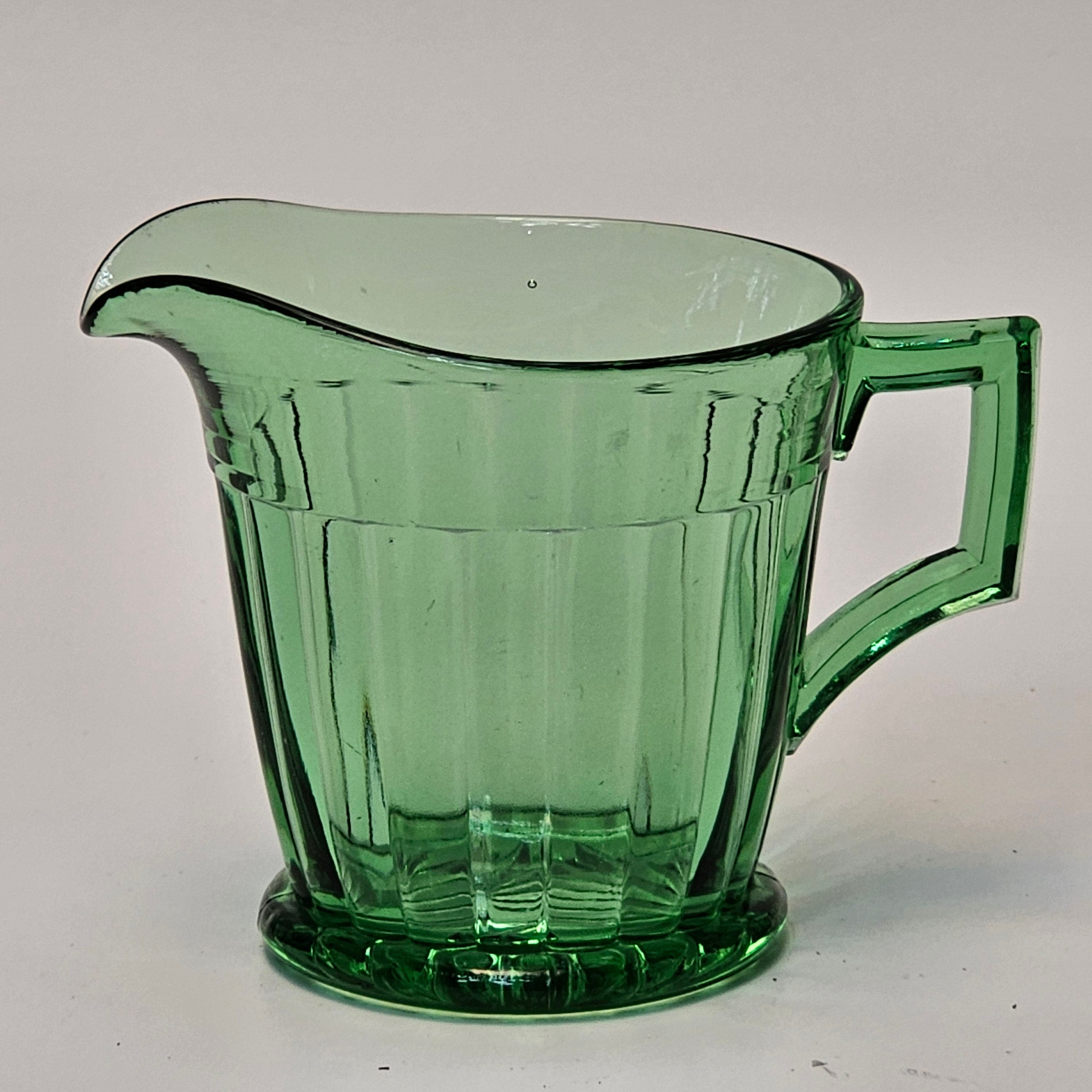 Heisey Glass Coarse Rib Moongleam Green Creamer 3"