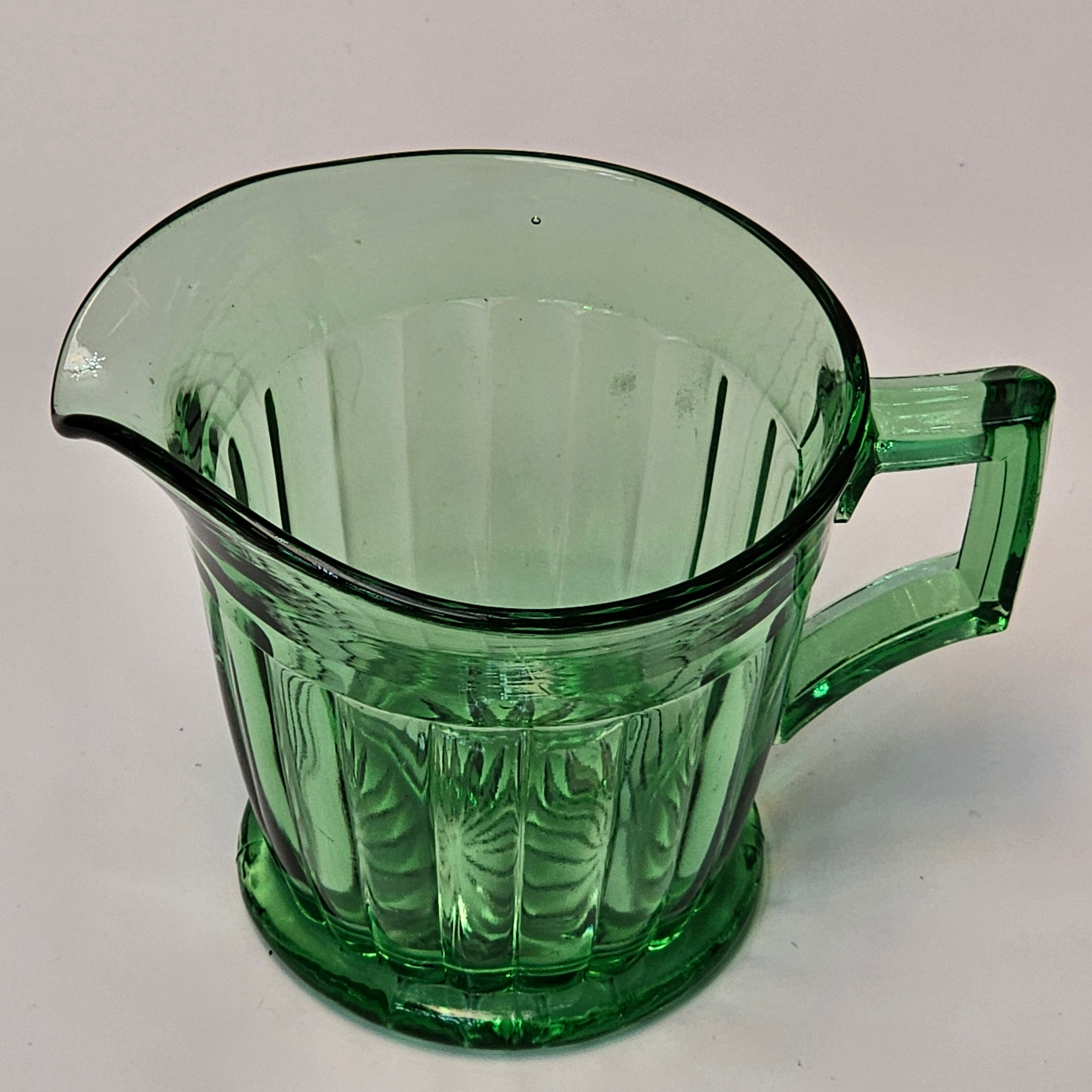 Heisey Glass Coarse Rib Moongleam Green Creamer 3"