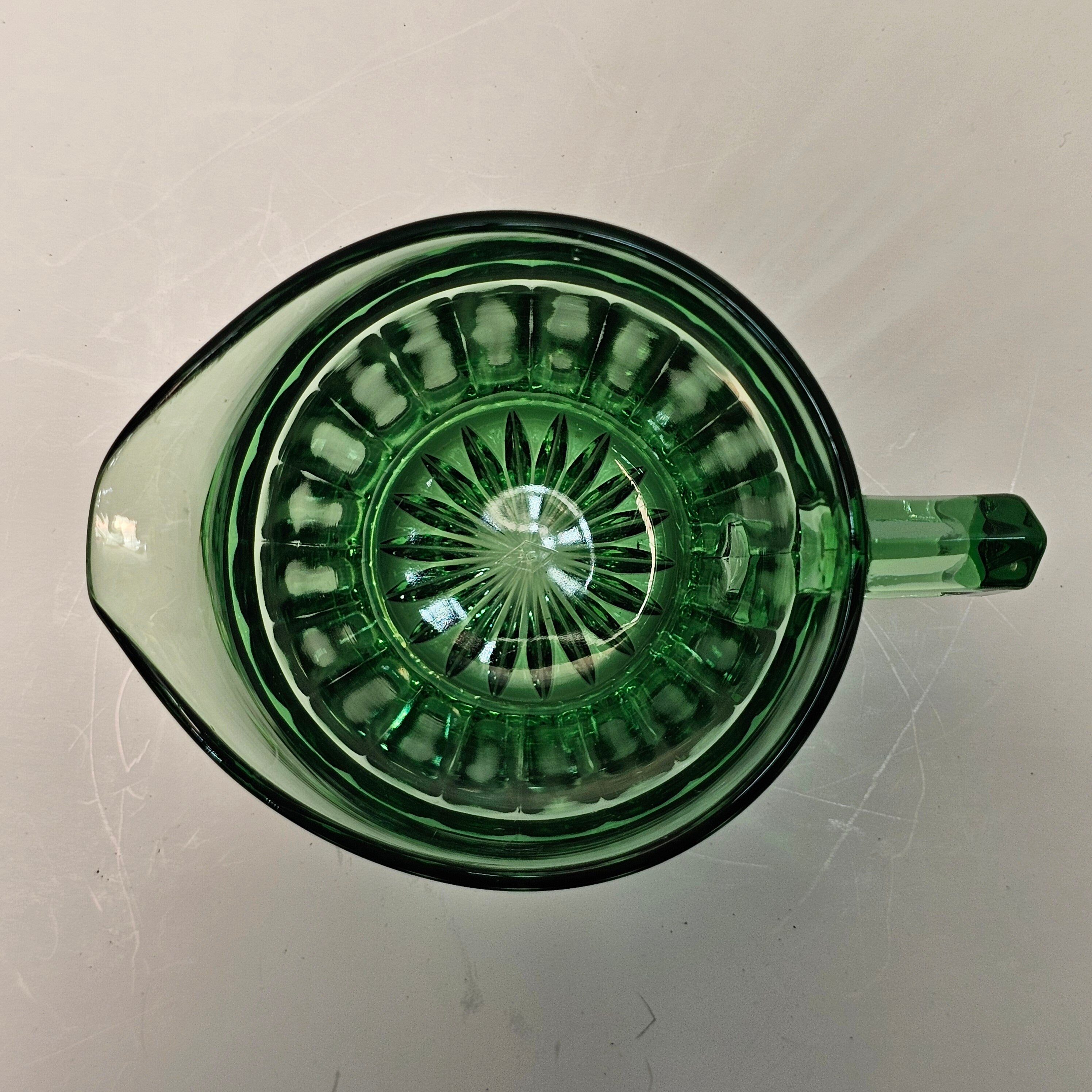 Heisey Glass Coarse Rib Moongleam Green Creamer 3"