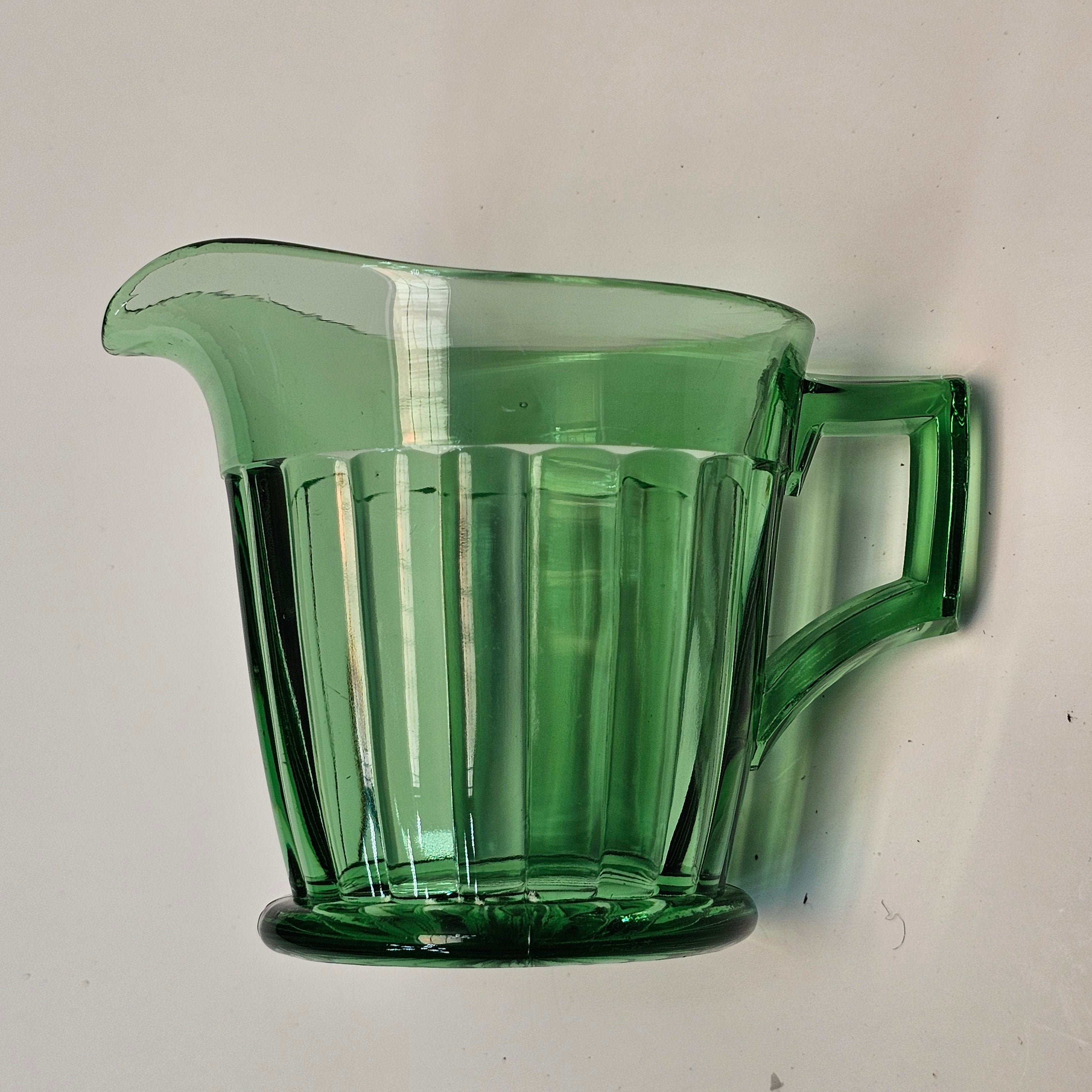 Heisey Glass Coarse Rib Moongleam Green Creamer 3"