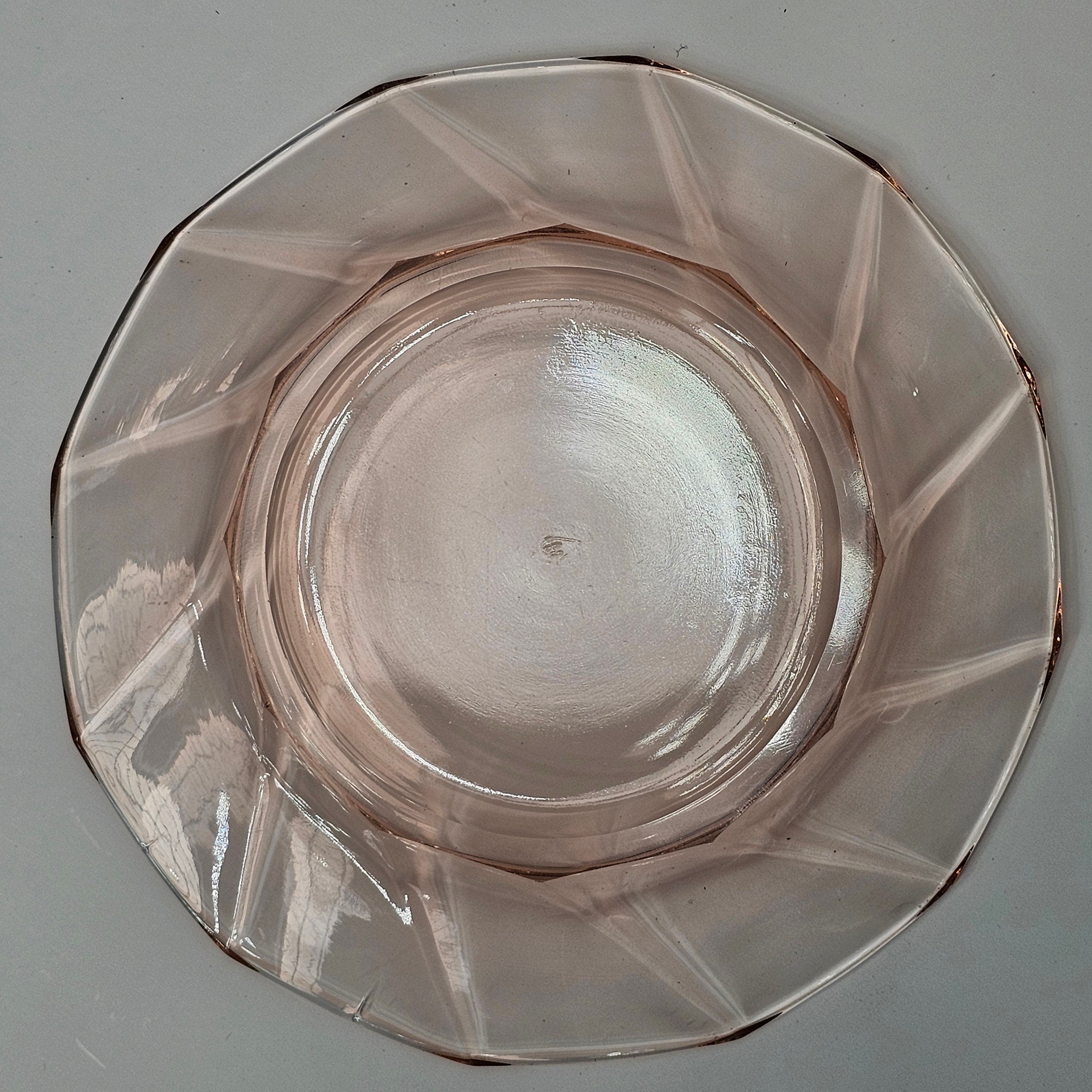 Heisey 5 7/8" Twist Pink Flamingo Glass Bread & Butter Plate