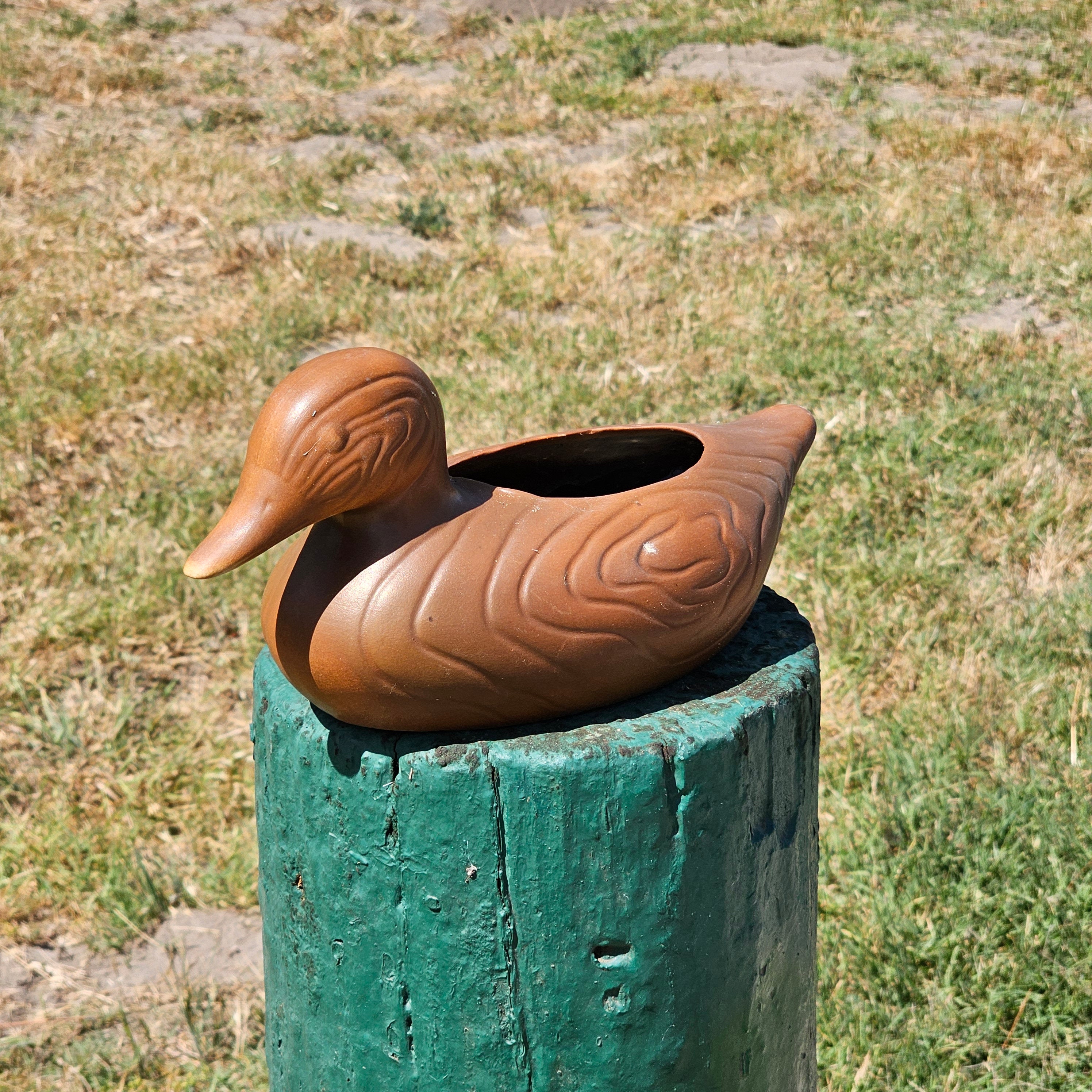 FTDA 1981 Ceramic Duck Planter Chocolate Made In The USA