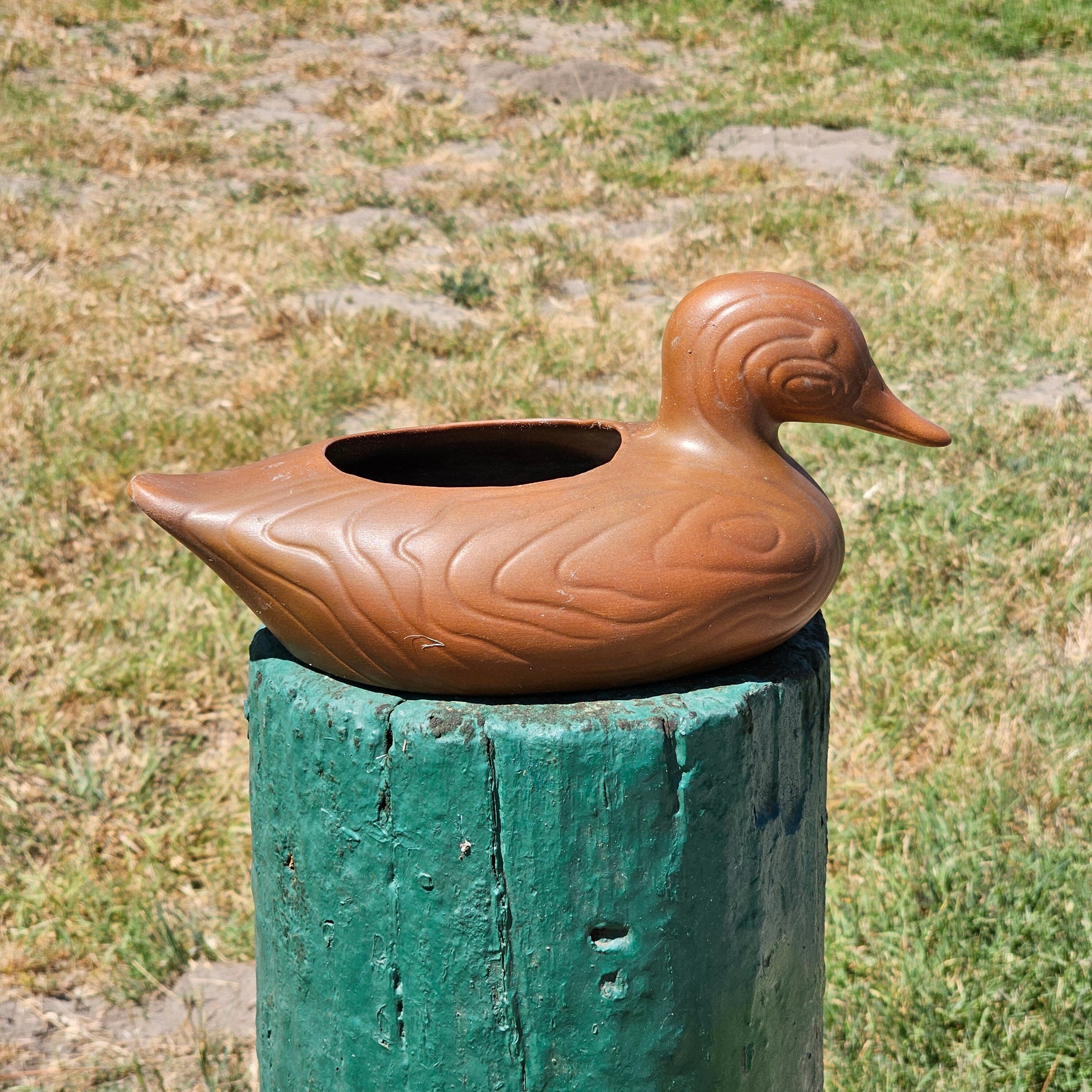 FTDA 1981 Ceramic Duck Planter Chocolate Made In The USA