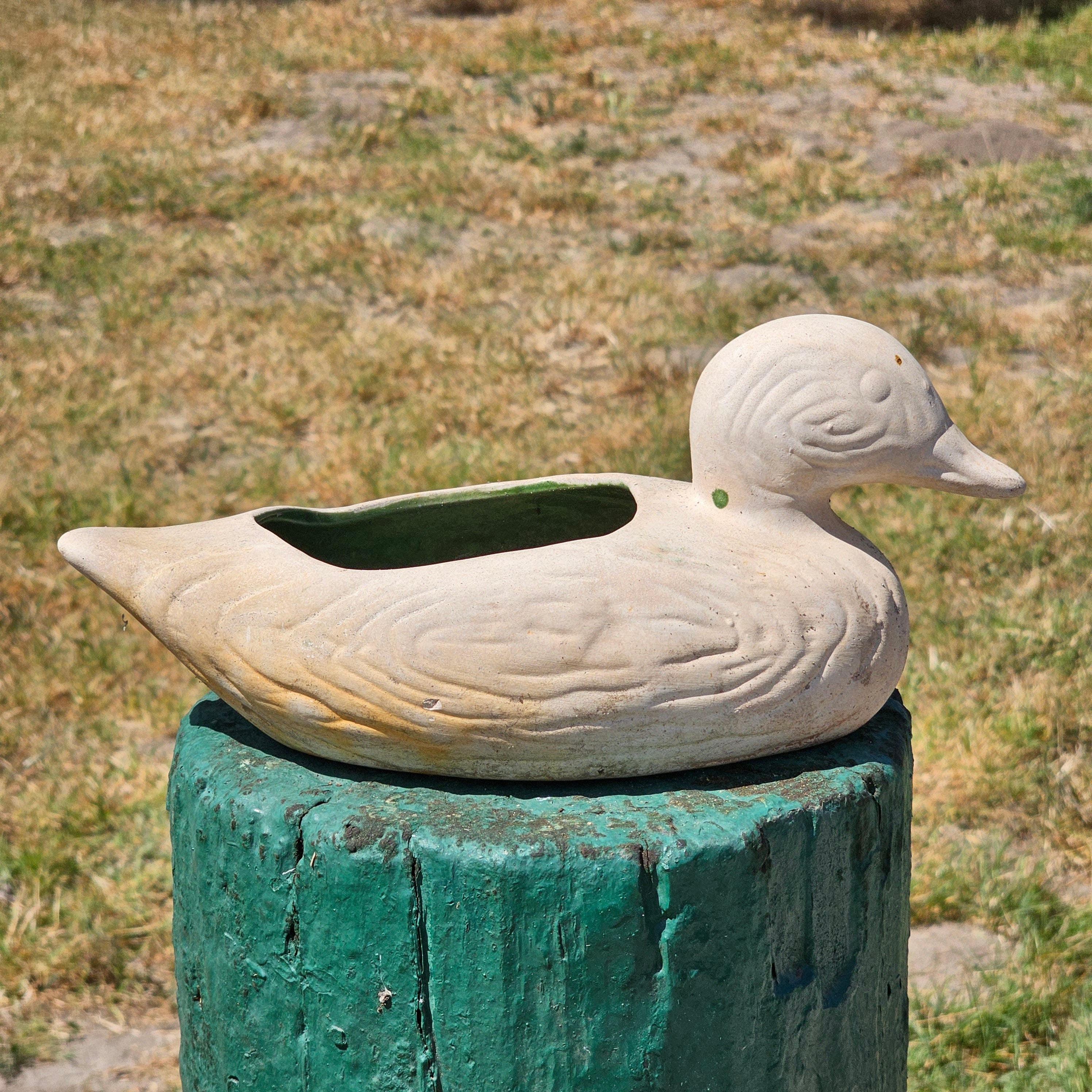 California Pottery Clay Duck Planter White 11" L