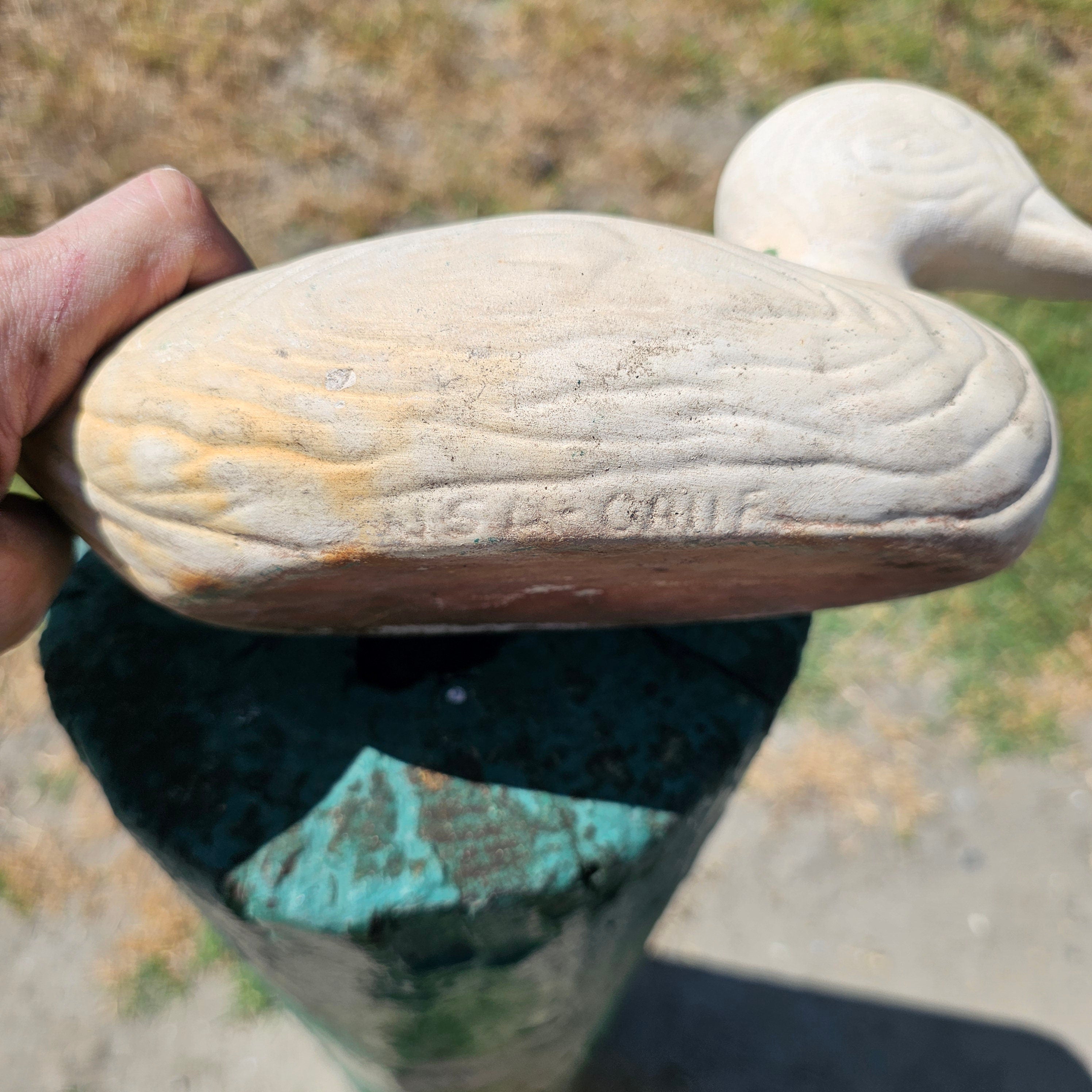 California Pottery Clay Duck Planter White 11" L