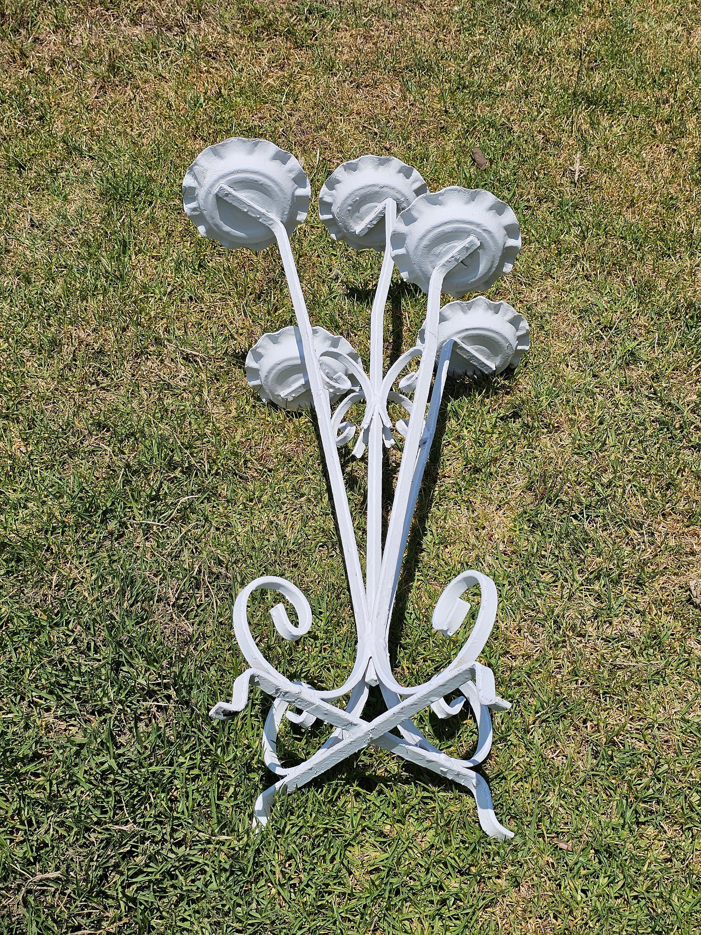 White Tree Tiered Metal Scroll Plant Stand 5 Pot Holders H 33"
