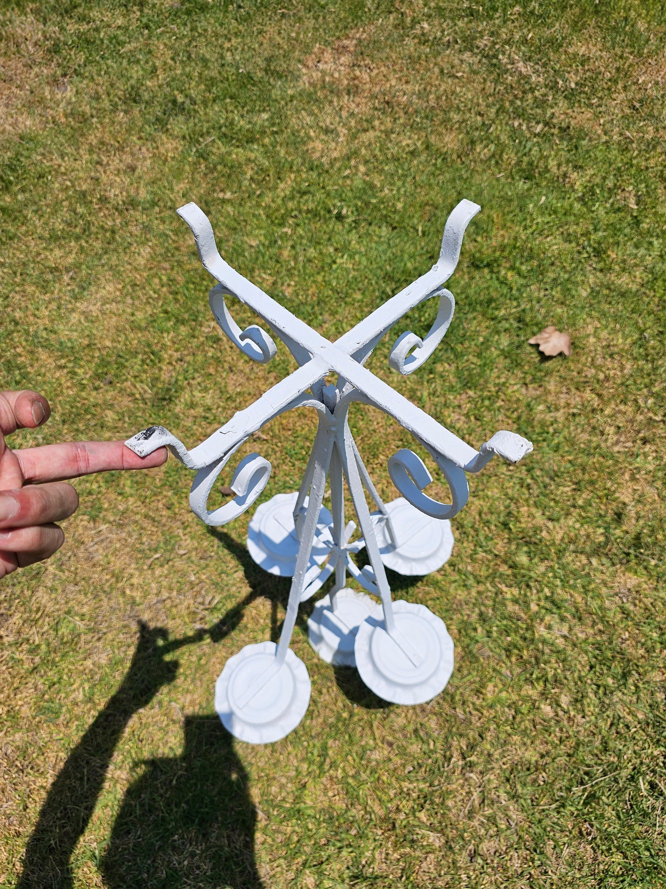 White Tree Tiered Metal Scroll Plant Stand 5 Pot Holders H 33"