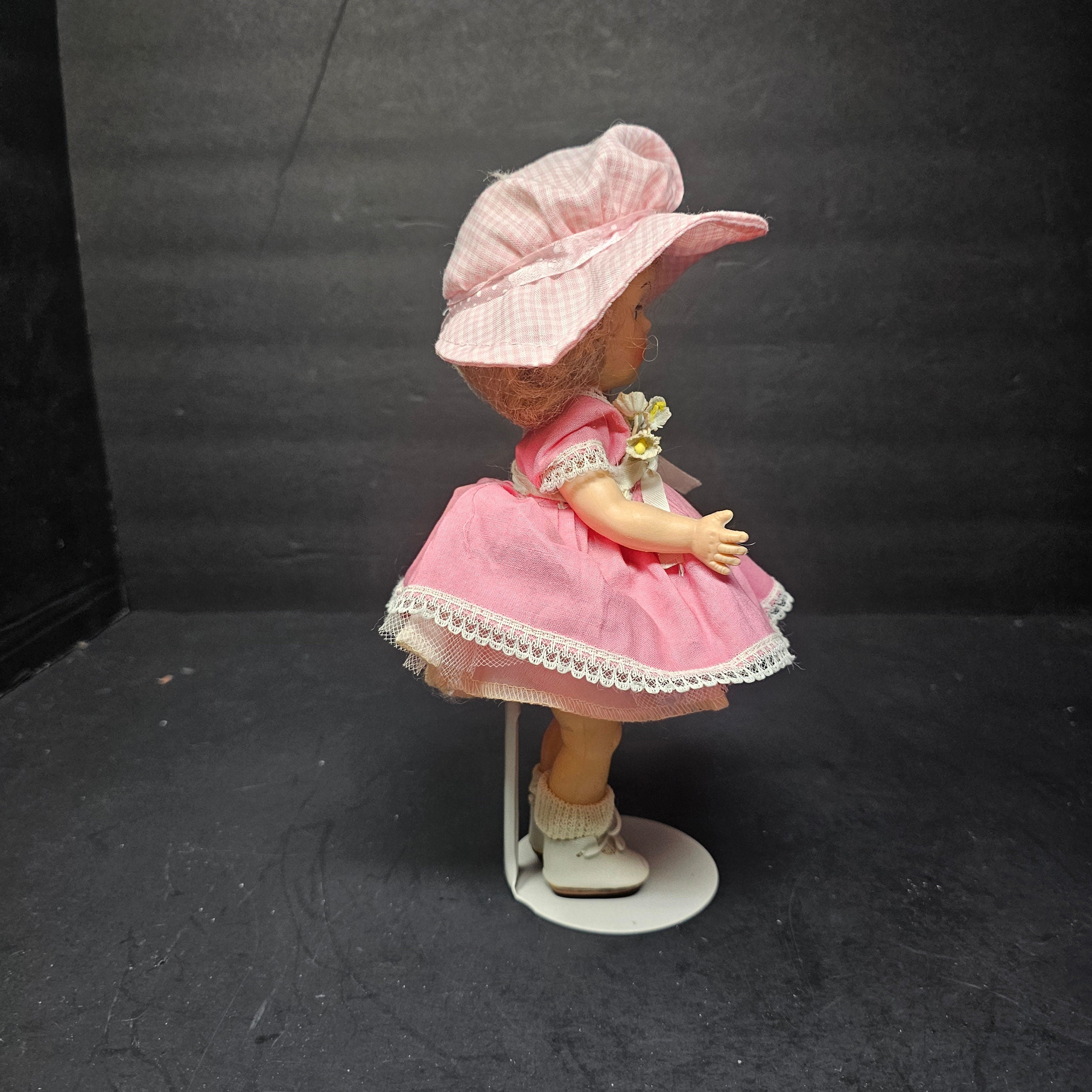 Vintage Vogue Ginny Style Doll In Pink Dress 9" No Markings