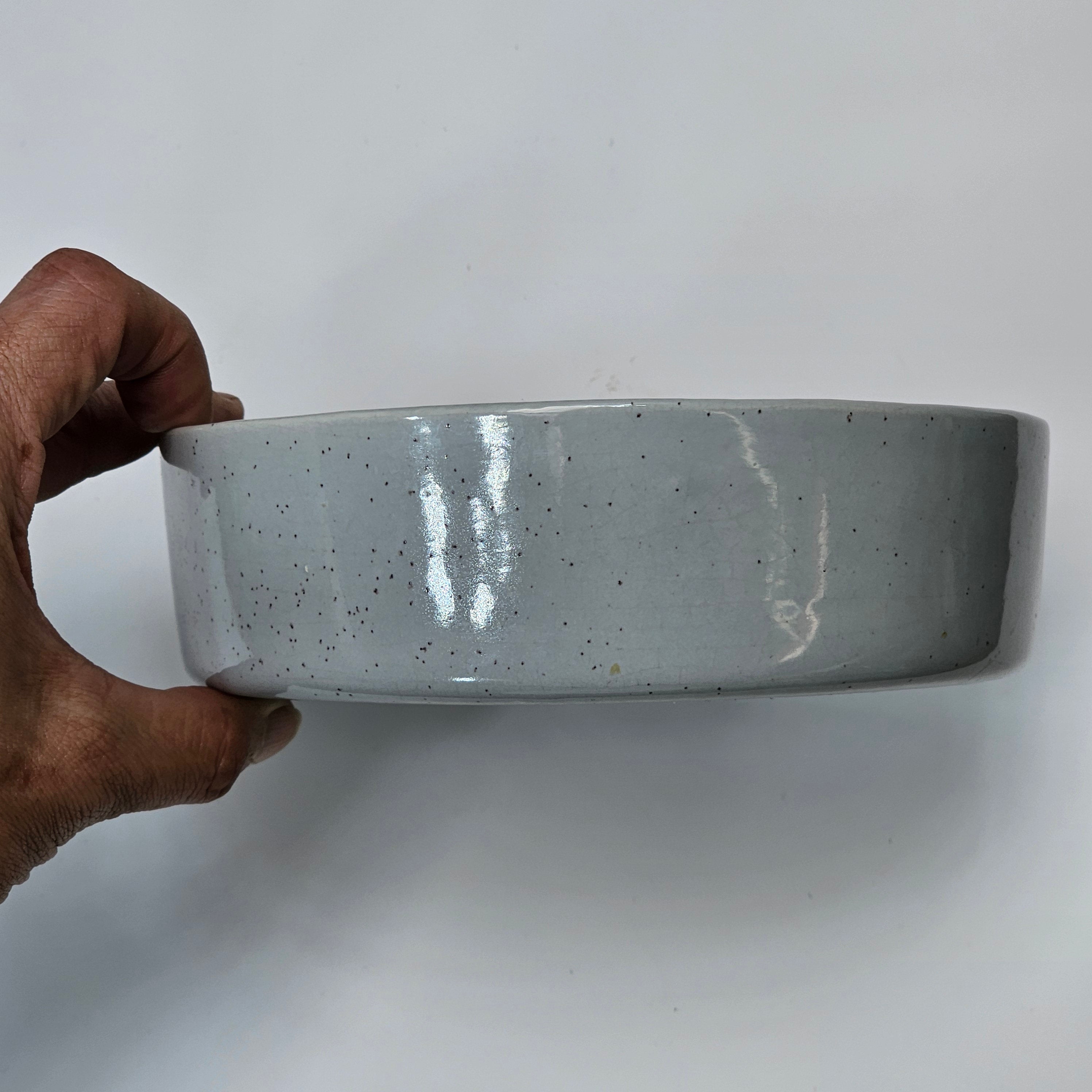 Vintage Maurice Of California Ceramic Pet Bowl / Trinket Light Gray Speckles