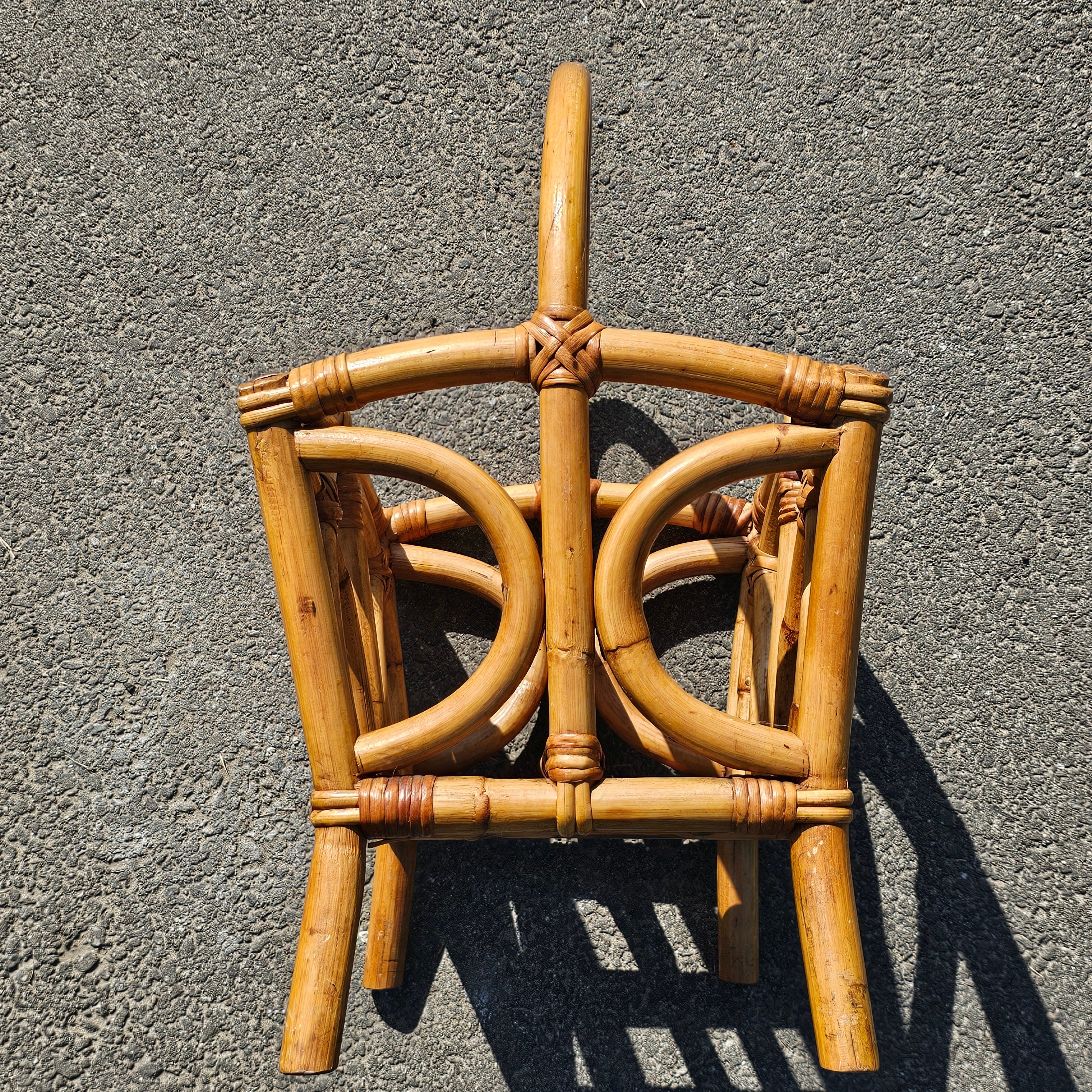 Vintage Calif-Asia Rattan Bamboo Boho Tiki Magazine Rack