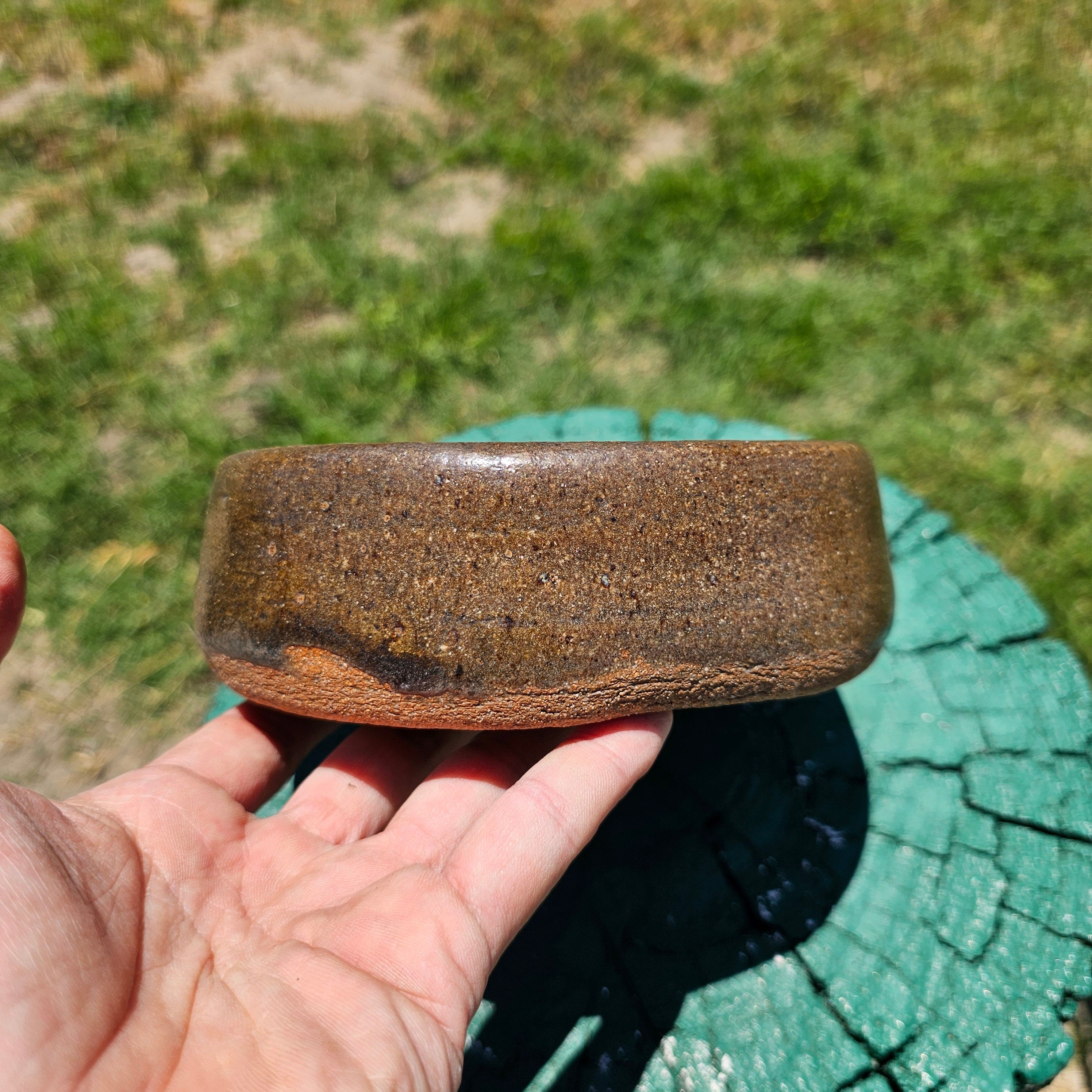 Studio Pottery Pet Dish / Planter Earth Tones Signed MAM 6.5" Dia x 2" H