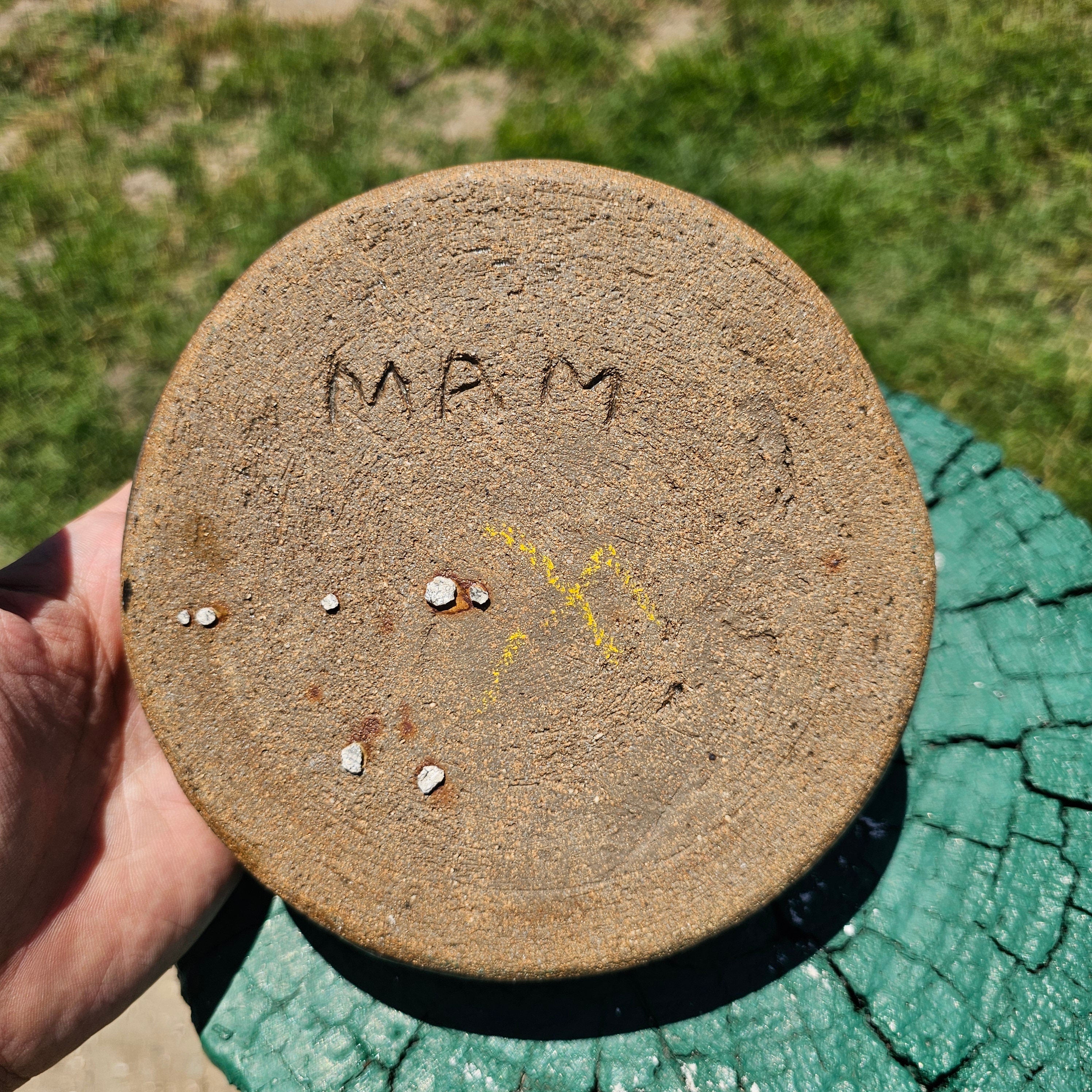 Studio Pottery Pet Dish / Planter Earth Tones Signed MAM 6.5" Dia x 2" H