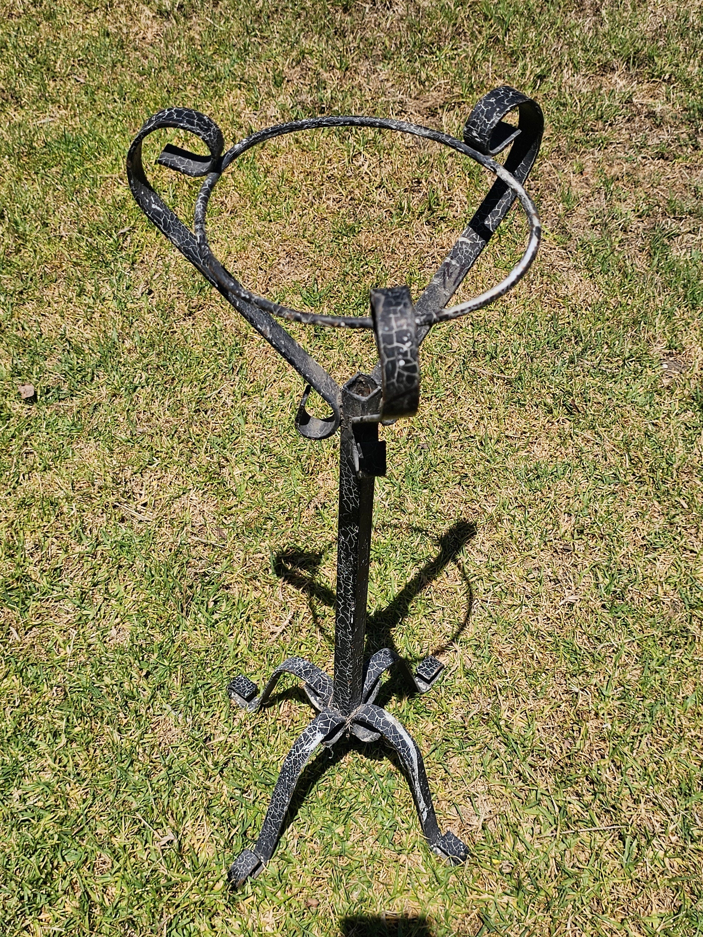 Vintage Scrolled Metal Plant Stand Rustic 29" H