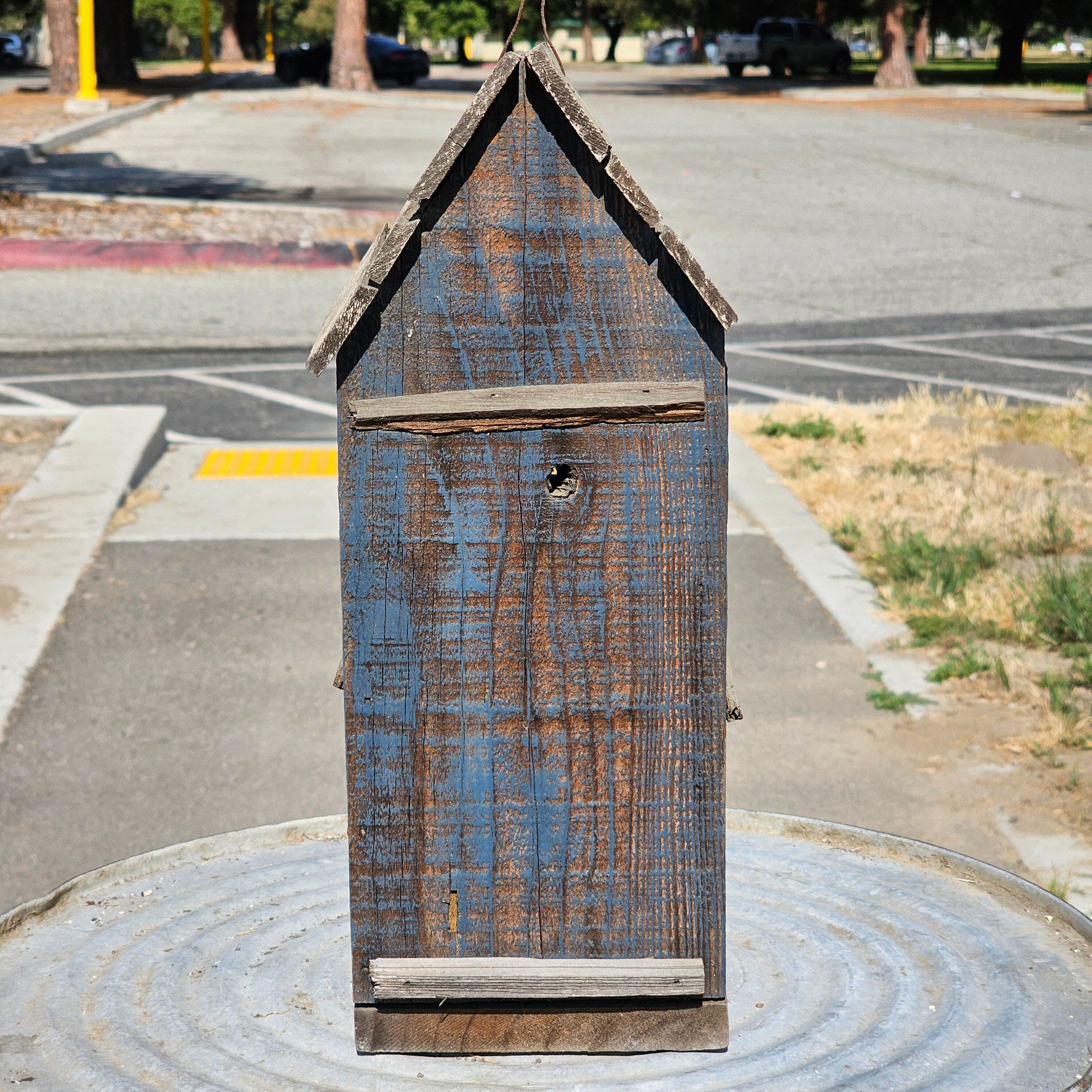 Rustic Bird House Hanging Birdhouse Handmade Singed