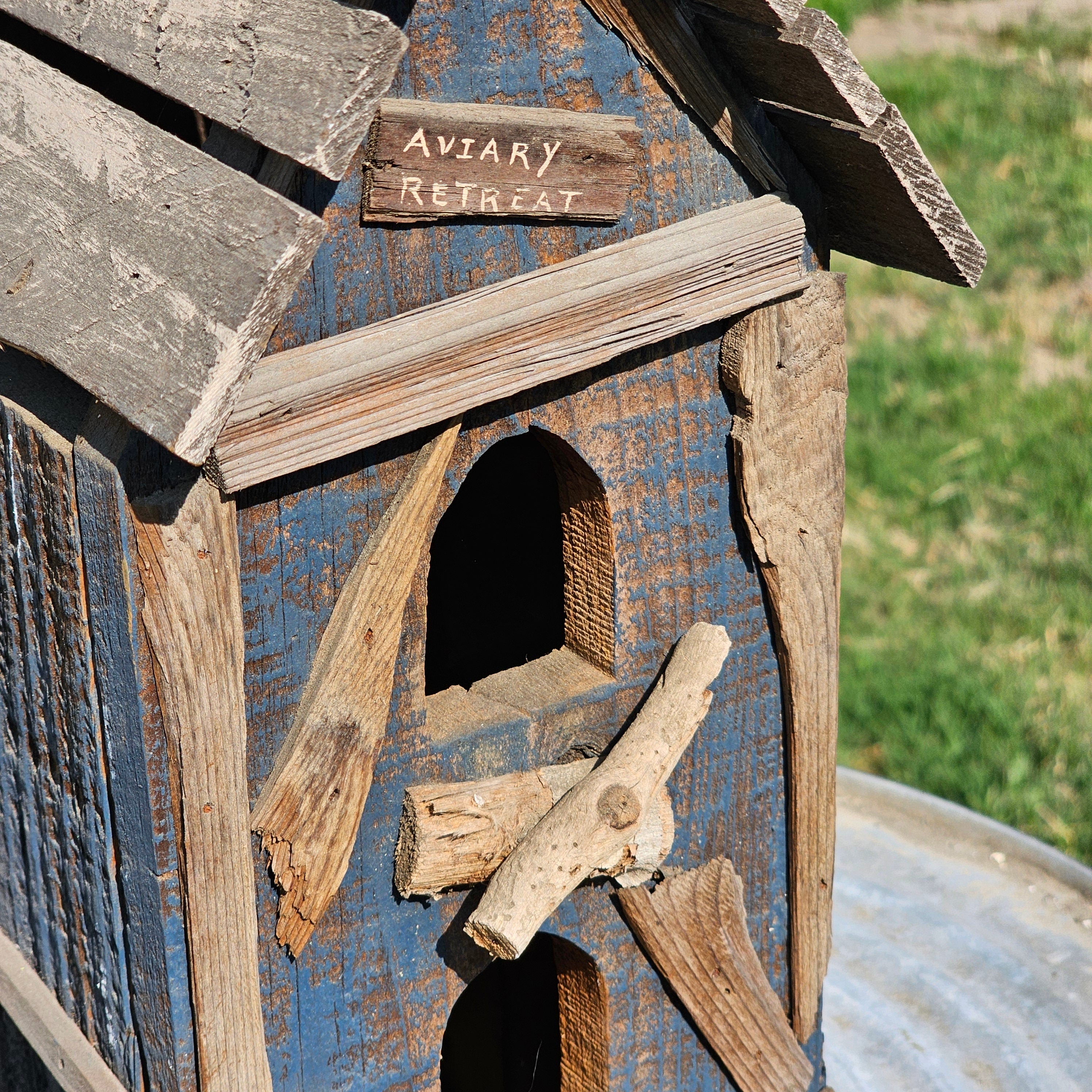Rustic Bird House Hanging Birdhouse Handmade Singed
