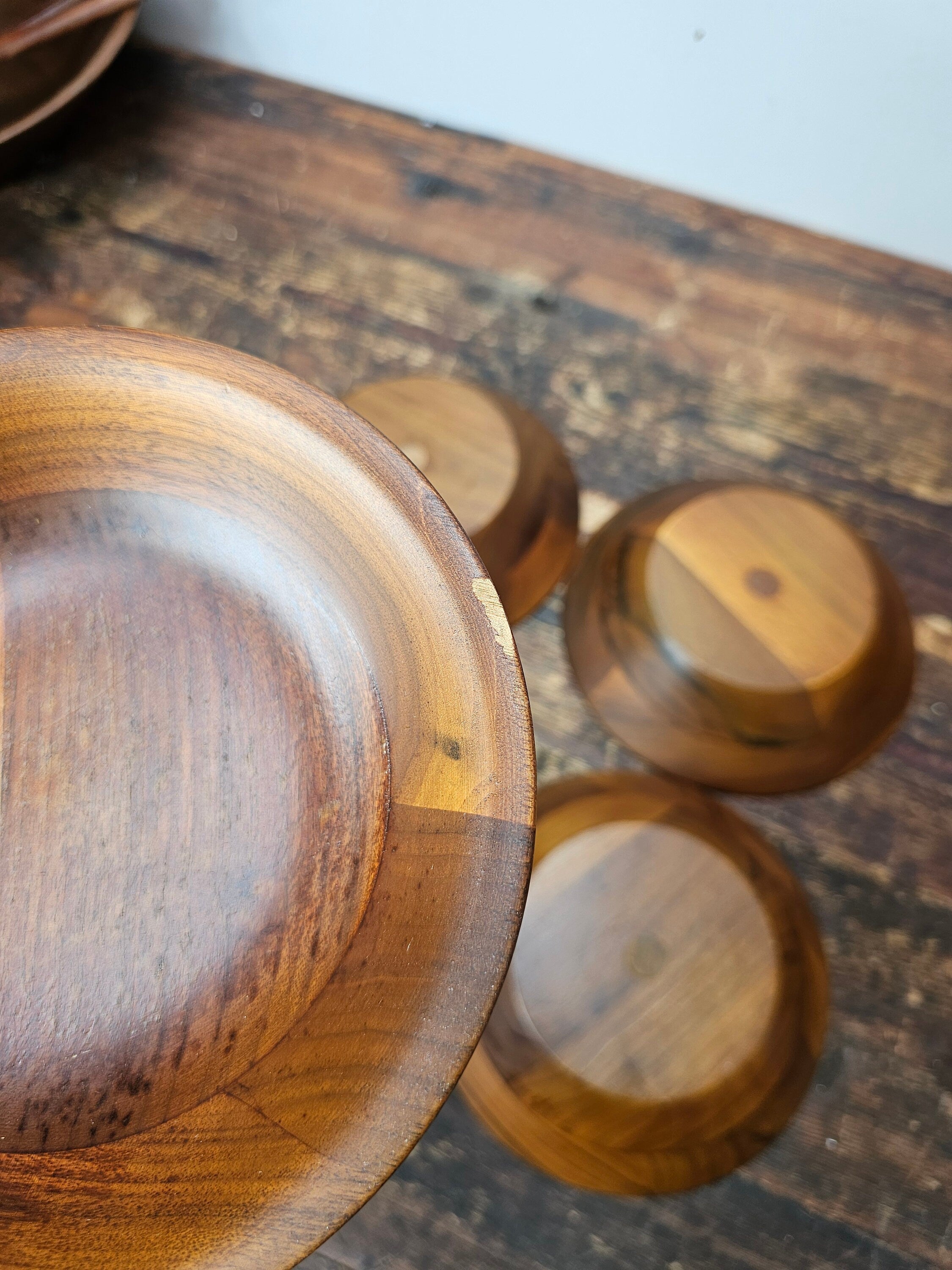 MCM Style Teak Salad Bowl Set 9 Pieces