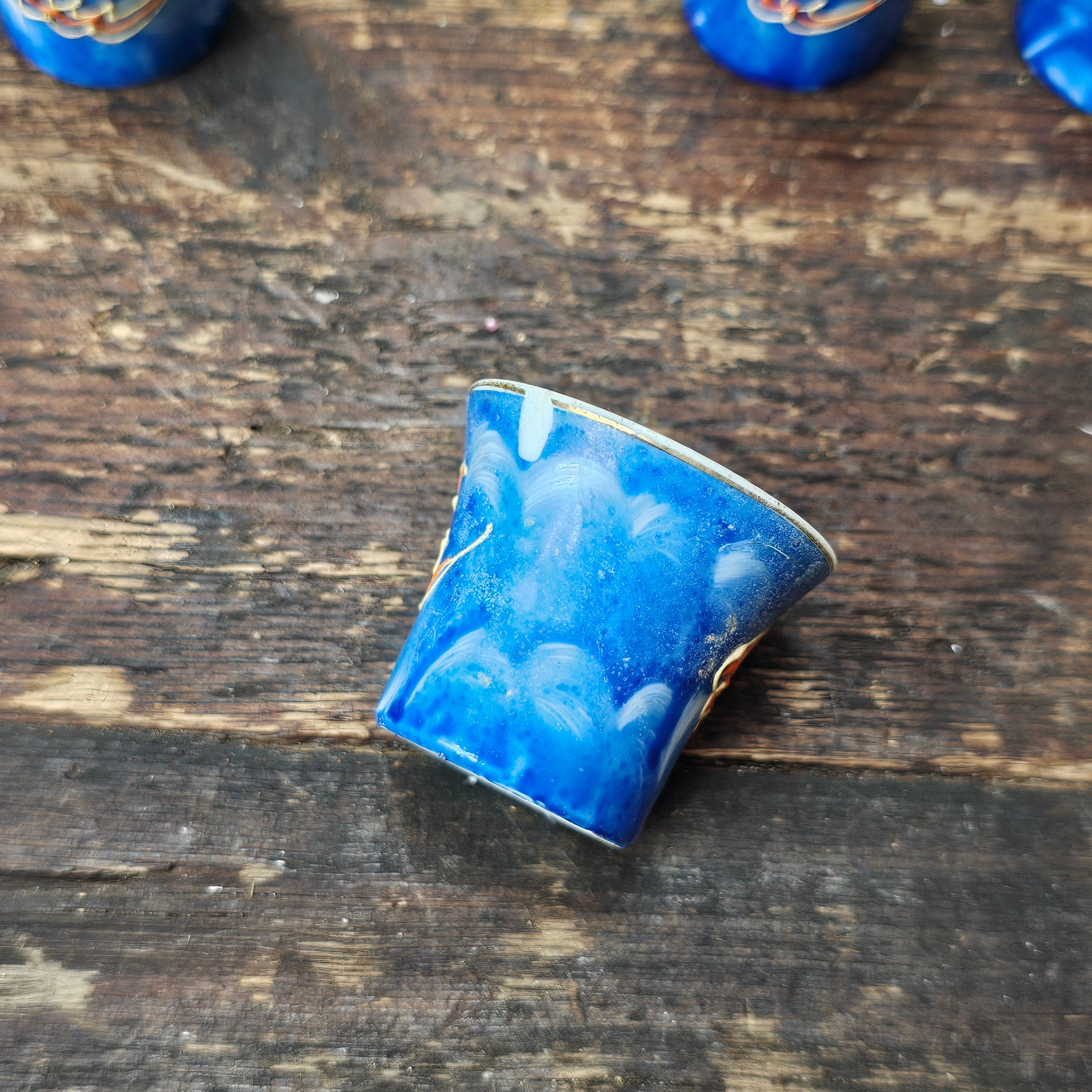 Antique Japanese Sake Cups Satsuma Moriage 4 pieces.