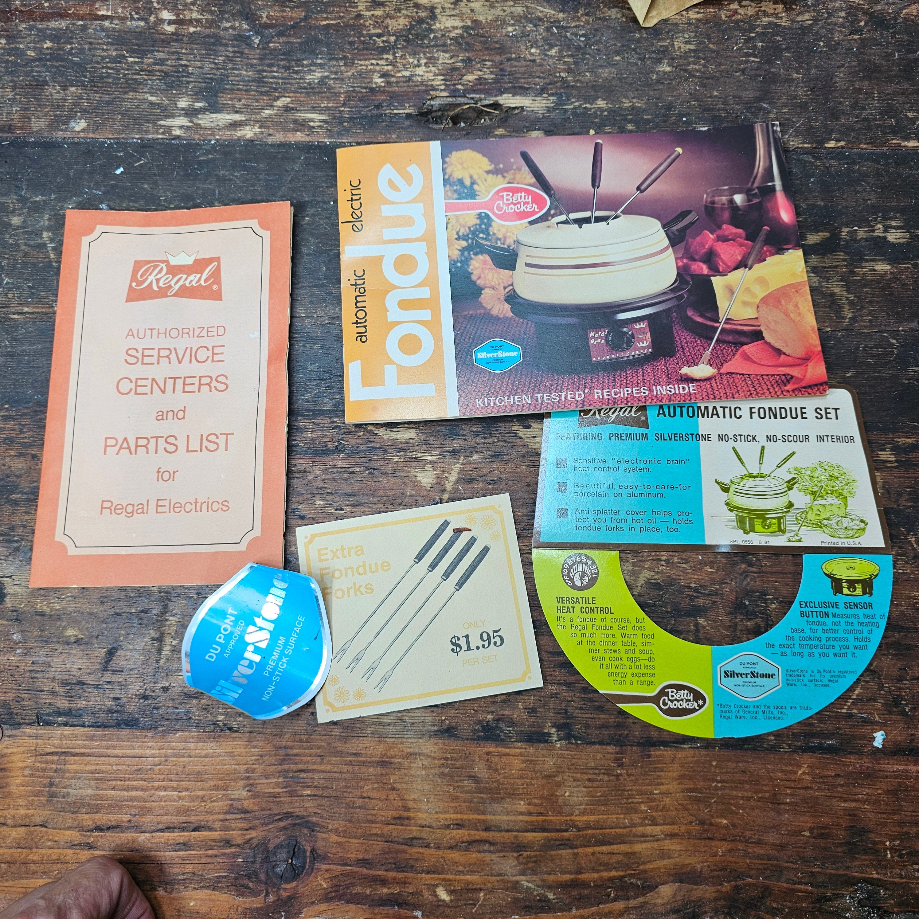 1980s Regal Mardi-Gras Electric Fondue Set Retro Design Made In USA NOS