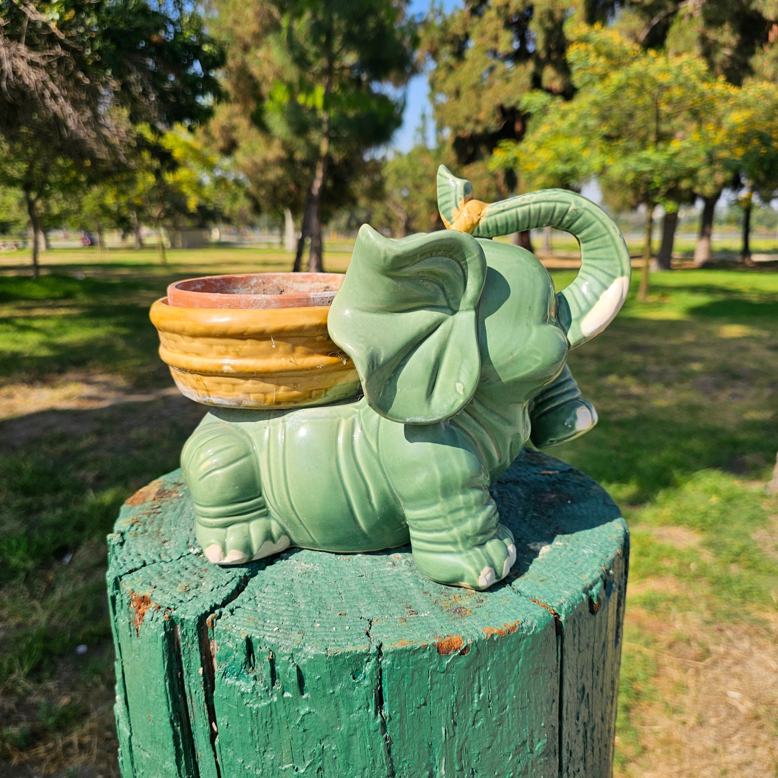 Vintage Elephant Planter 11" x 7" x 8.5" H