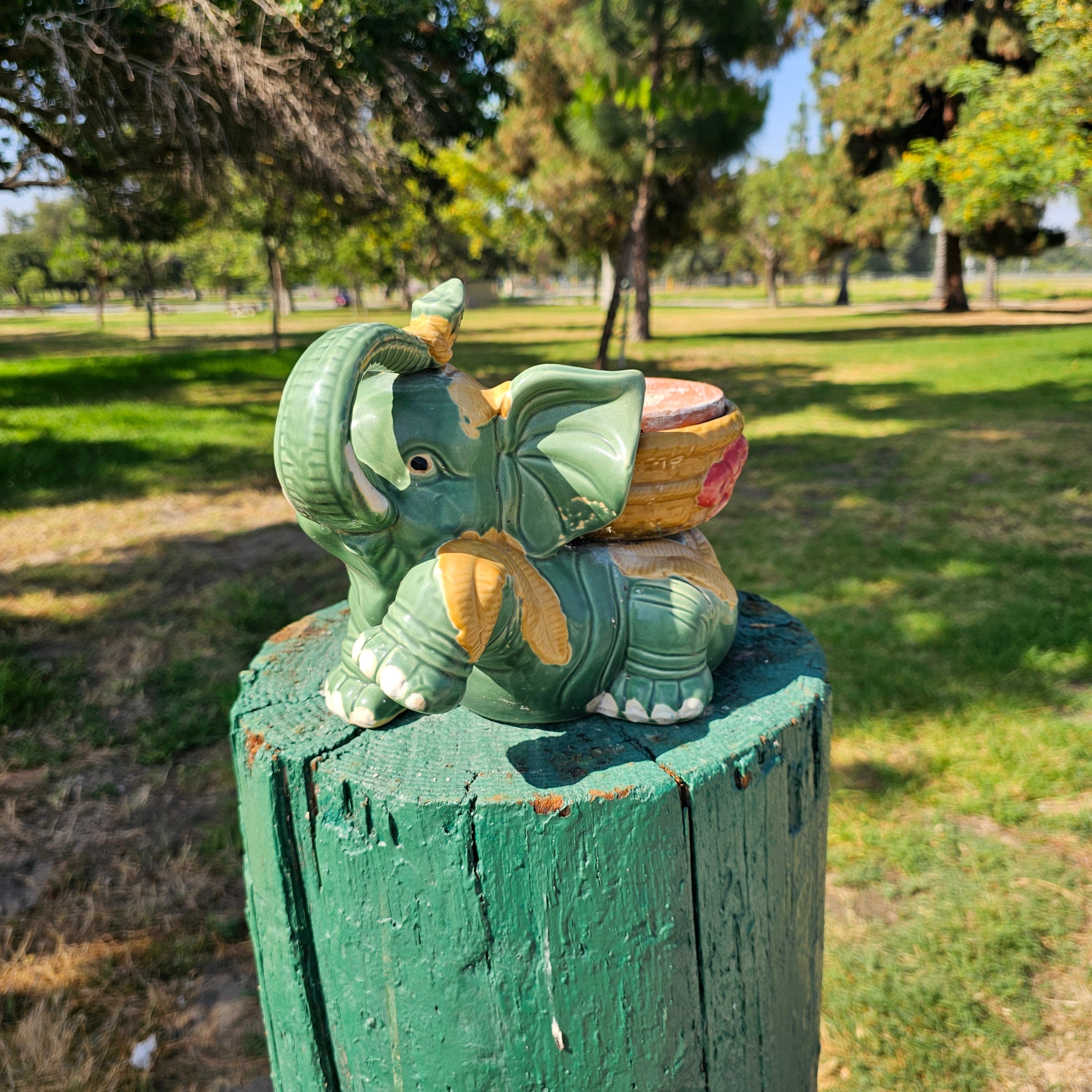 Vintage Elephant Planter 11" x 7" x 8.5" H