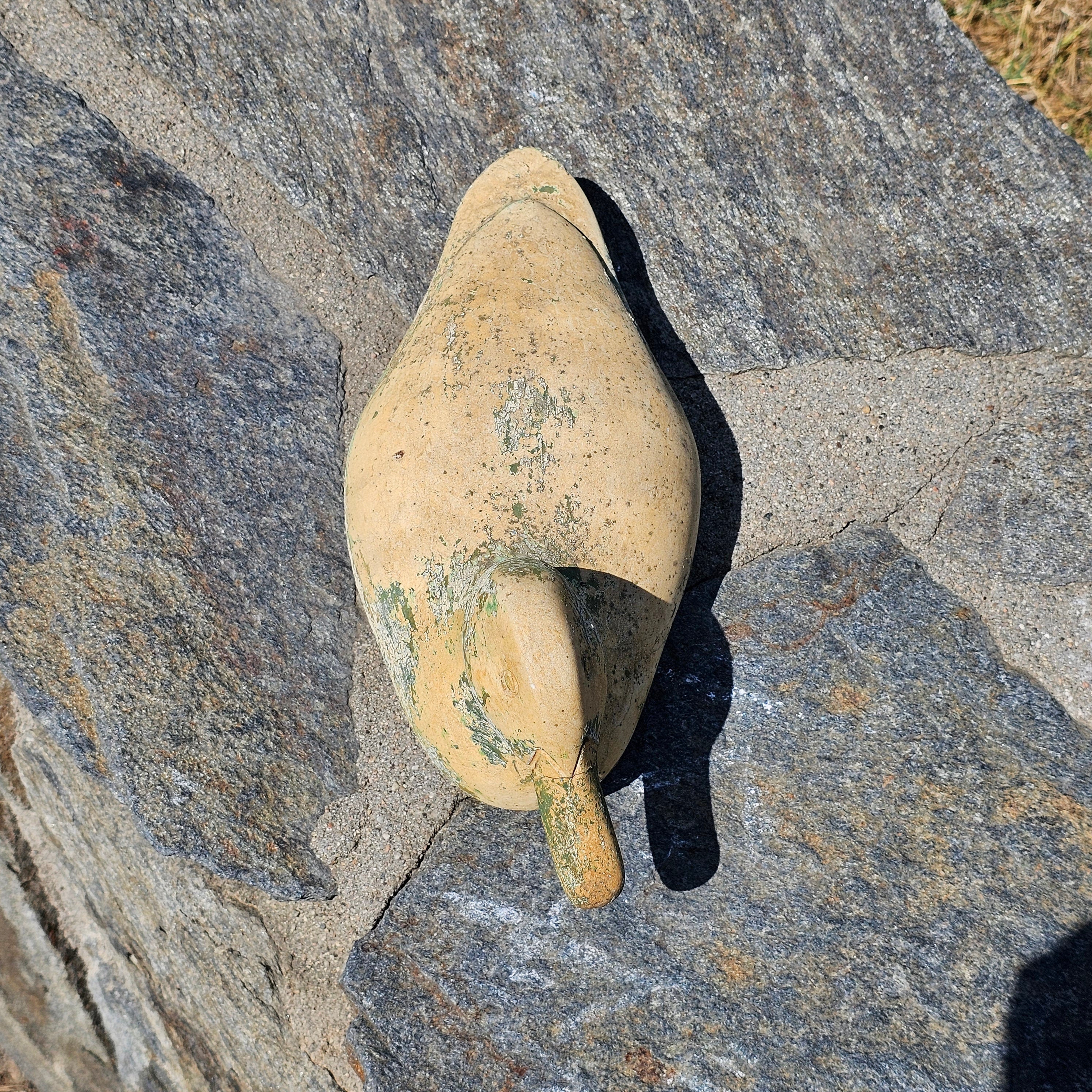 Set of 2 Wood, Corn Husk Duck 11" And Ceramic Duck 11" Garden Decor