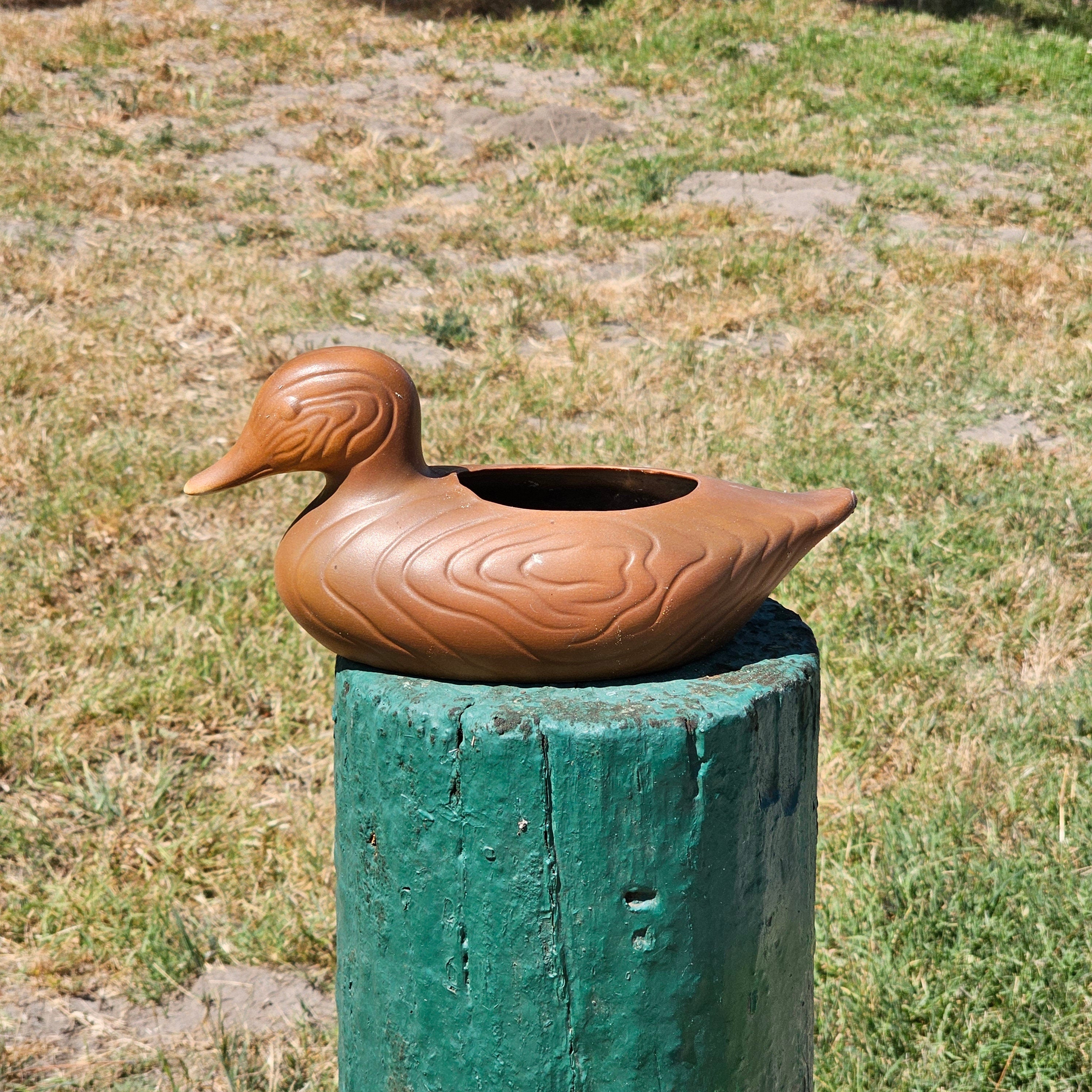 FTDA 1981 Ceramic Duck Planter Chocolate Made In The USA