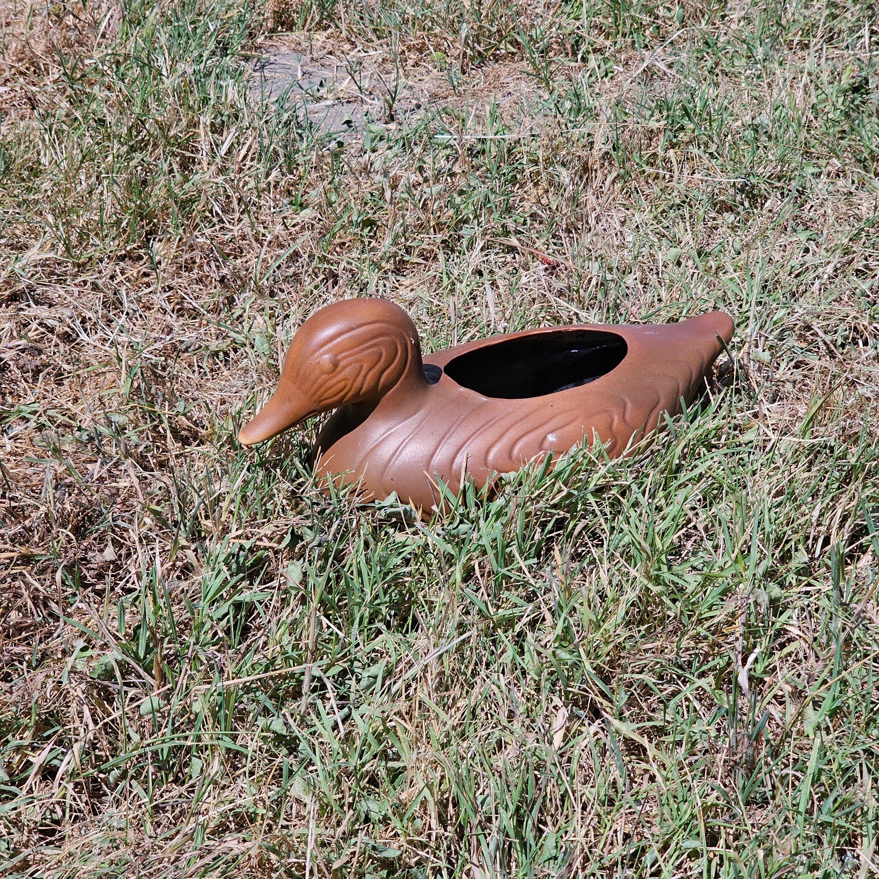 FTDA 1981 Ceramic Duck Planter Chocolate Made In The USA