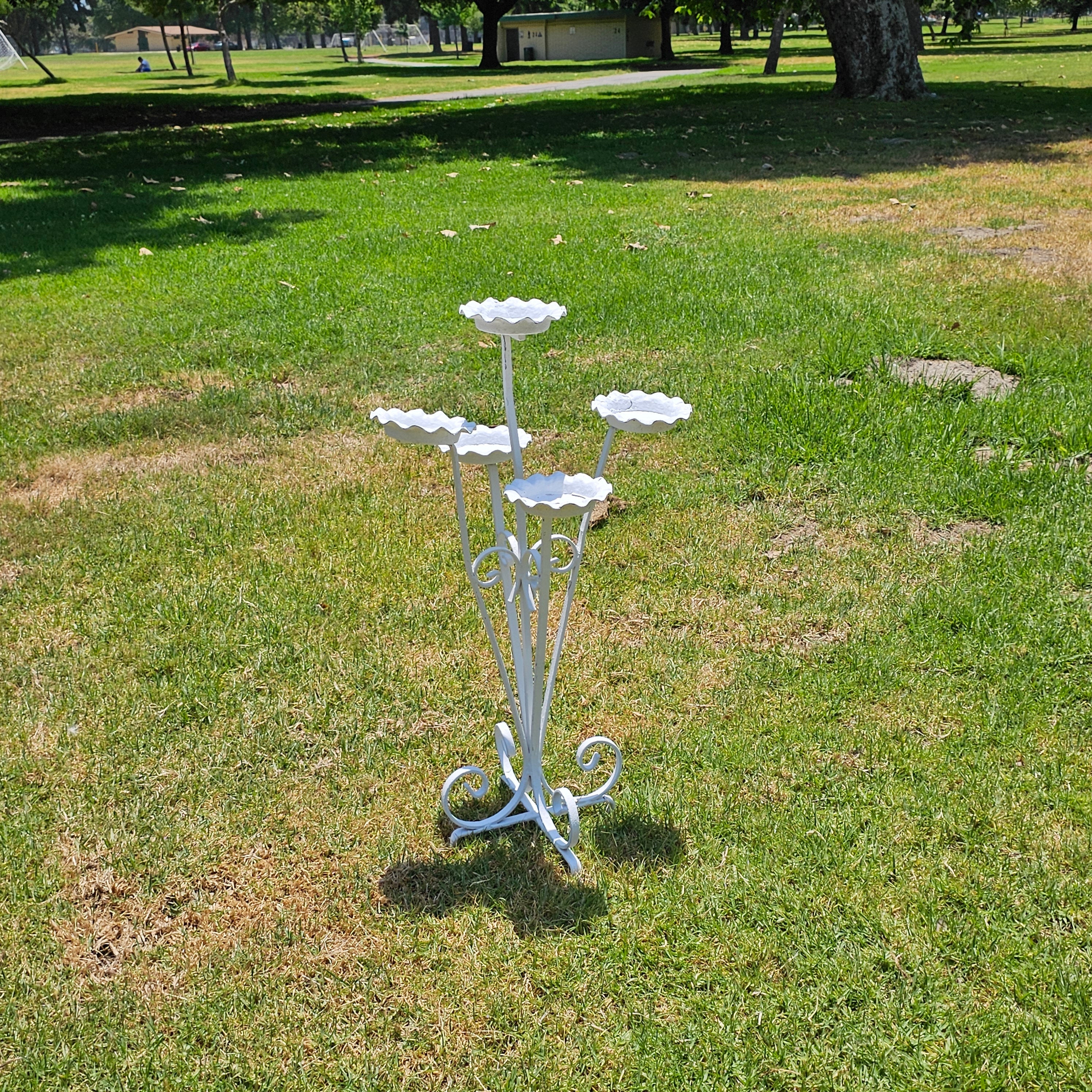 White Tree Tiered Metal Scroll Plant Stand 5 Pot Holders H 33"