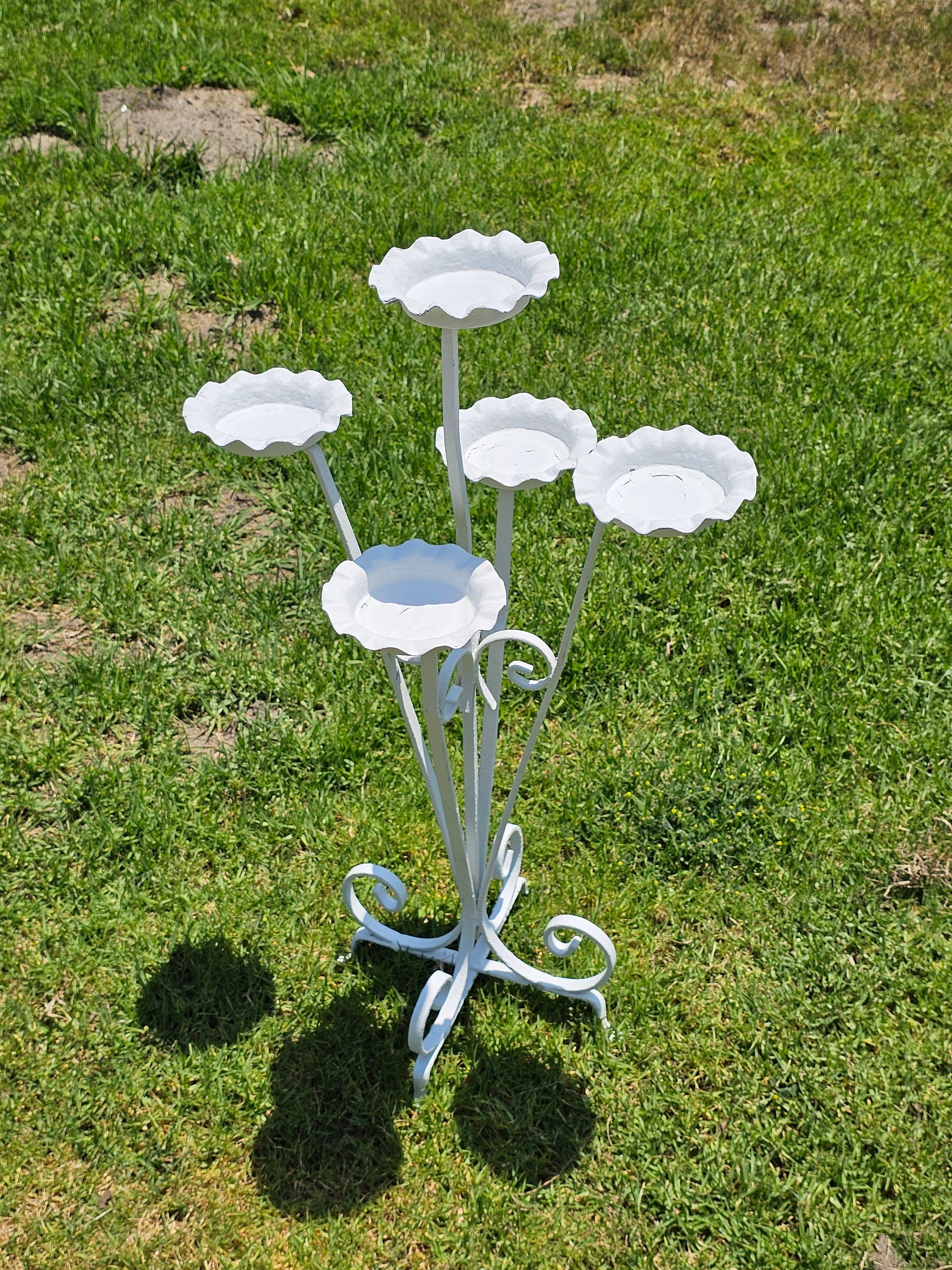 White Tree Tiered Metal Scroll Plant Stand 5 Pot Holders H 33"