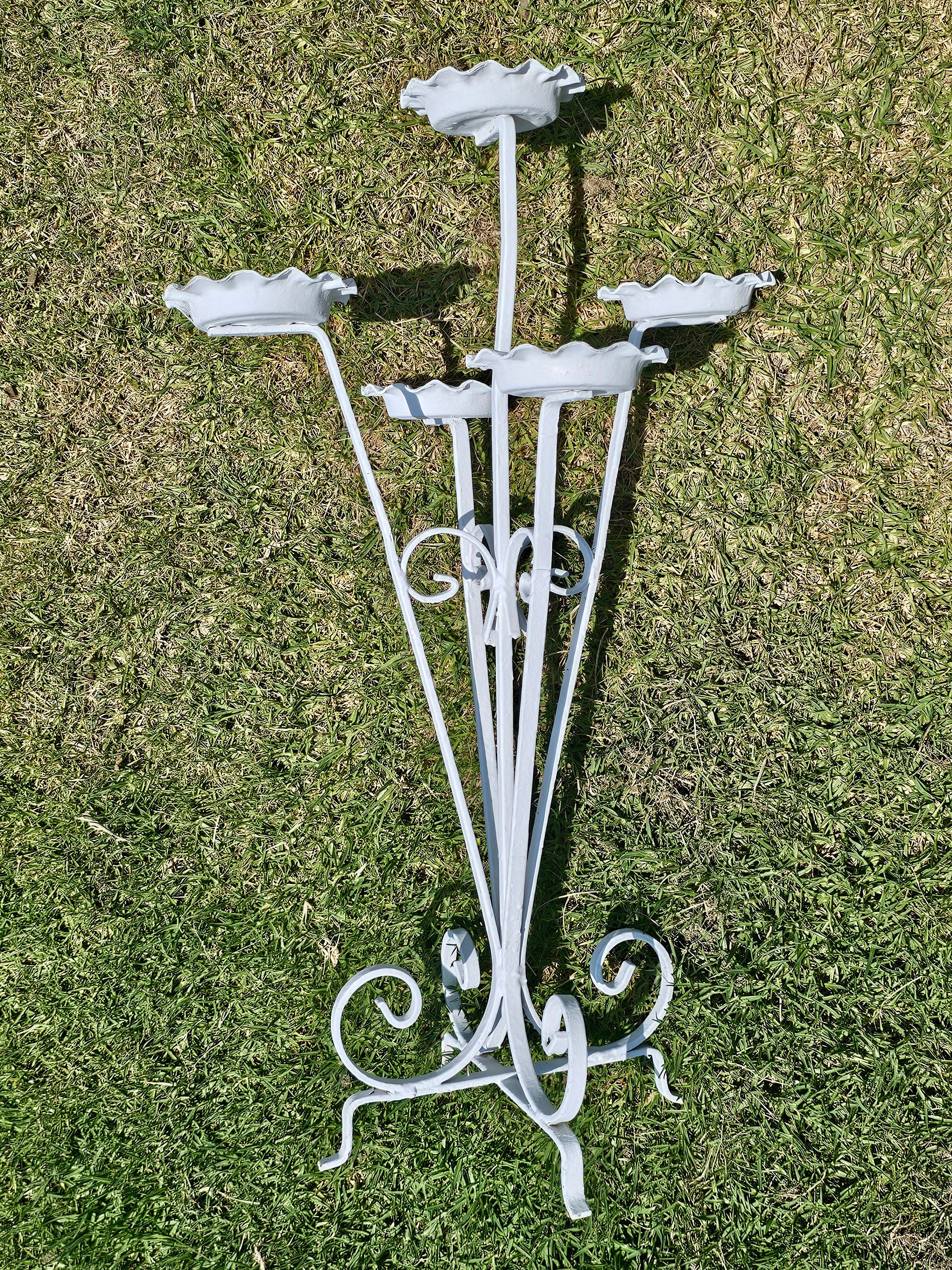 White Tree Tiered Metal Scroll Plant Stand 5 Pot Holders H 33"