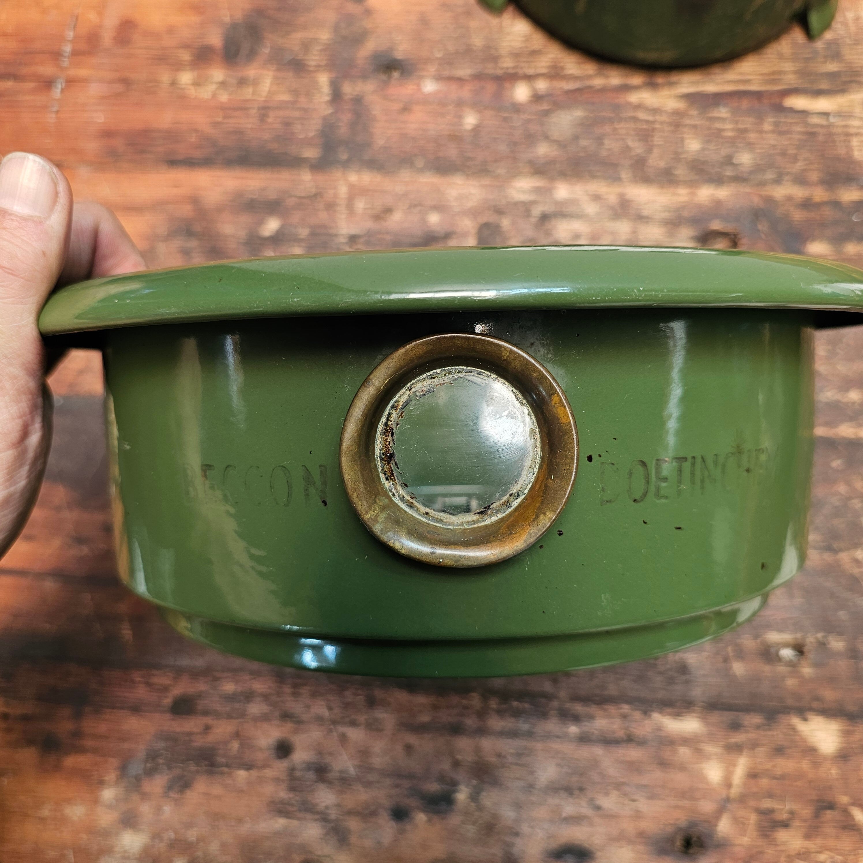 BECCON Enamelware Stove Kerosene 3-Wick Camping Cooker Green
