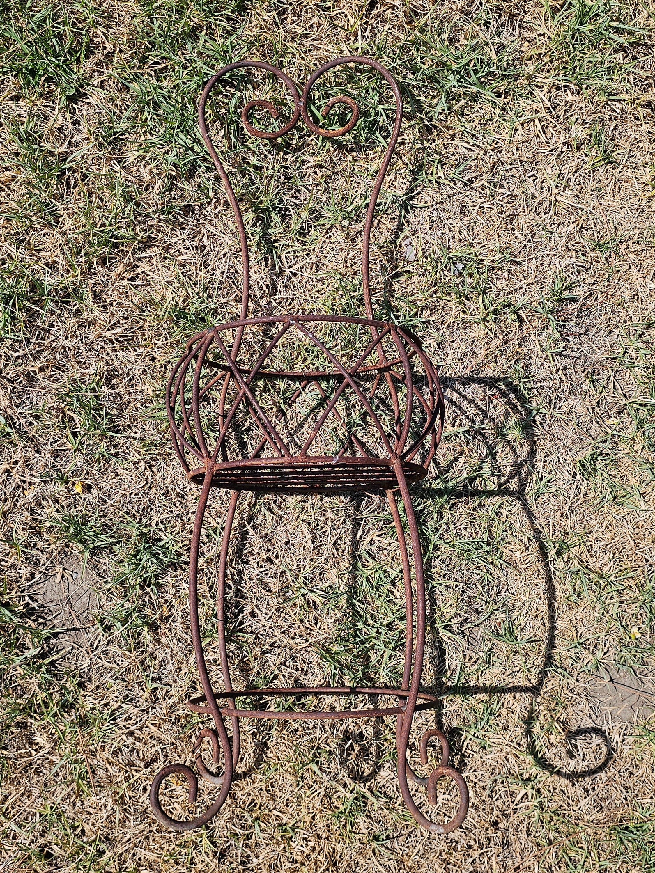 Rustic Metal Wire Chair Shaped Flower Pot Holder 35.5"H