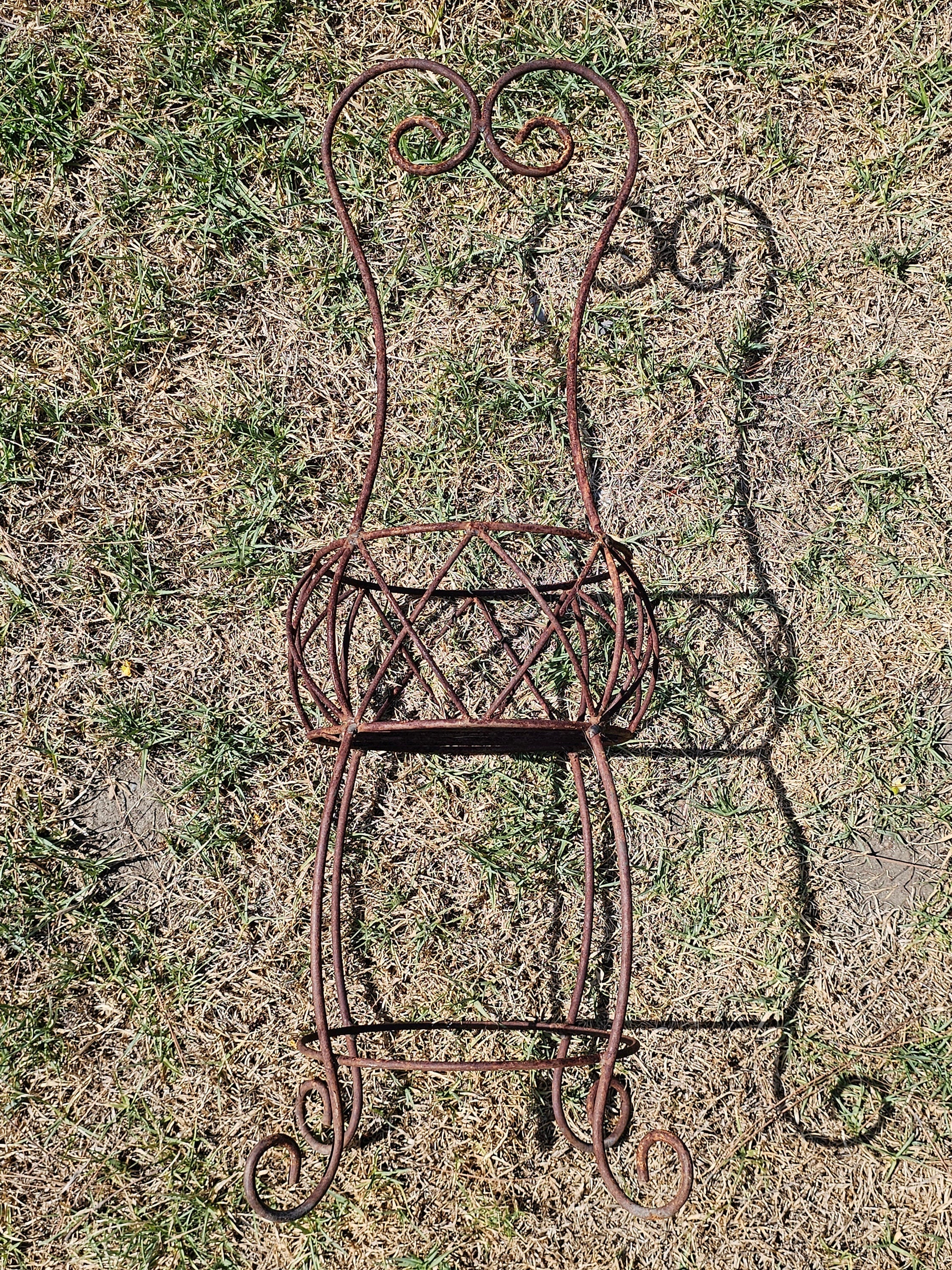 Rustic Metal Wire Chair Shaped Flower Pot Holder 35.5"H