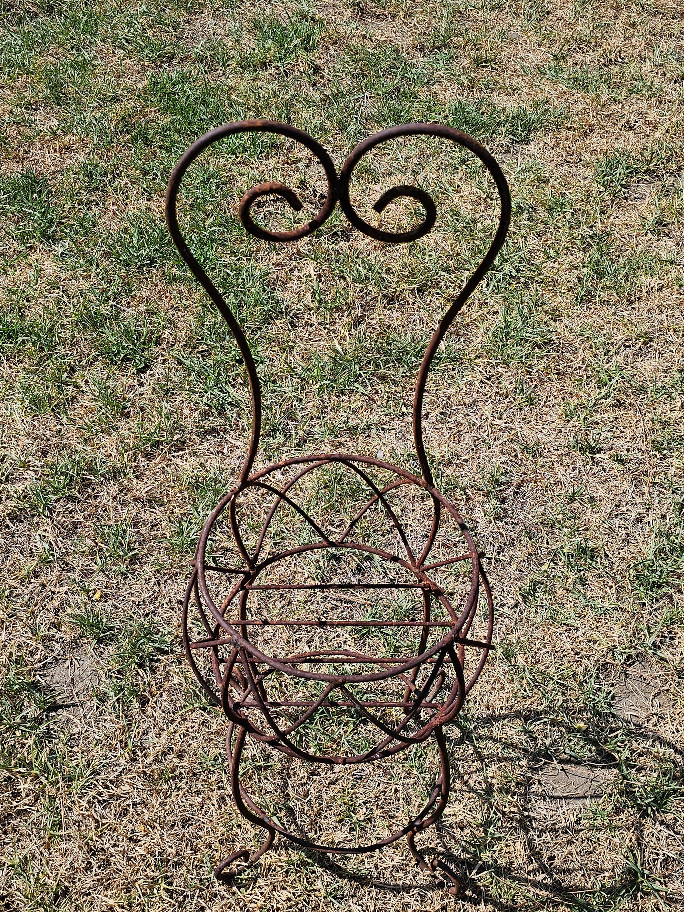 Rustic Metal Wire Chair Shaped Flower Pot Holder 35.5"H
