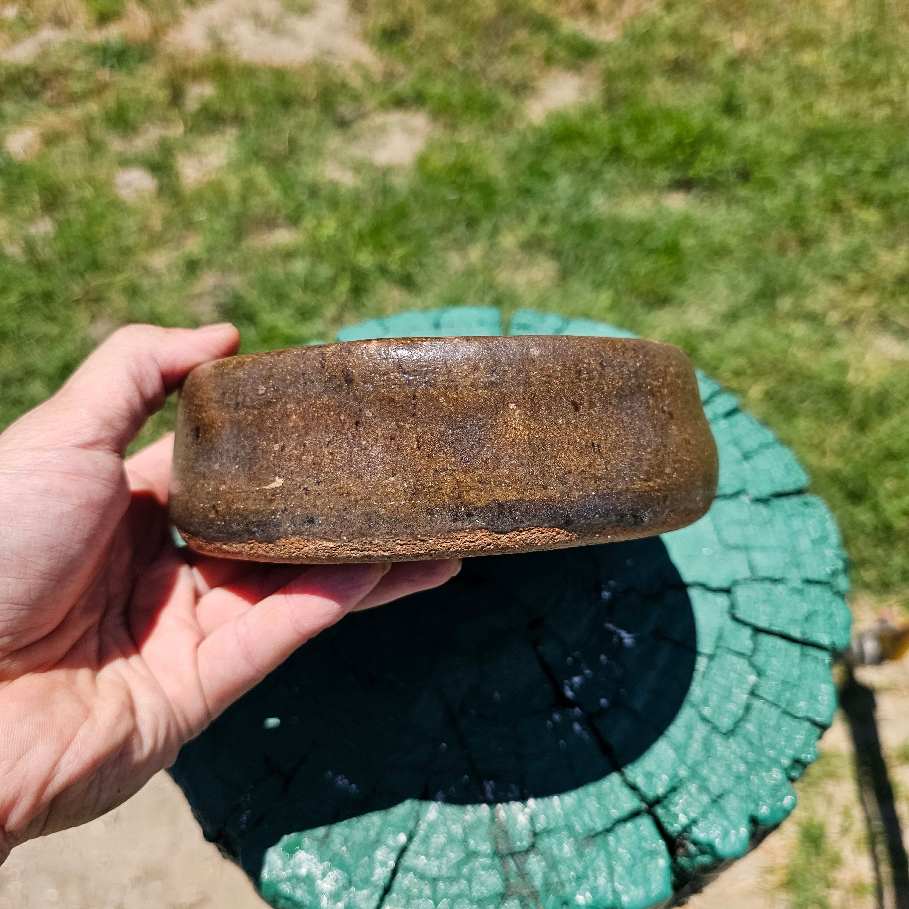 Studio Pottery Pet Dish / Planter Earth Tones Signed MAM 6.5" Dia x 2" H