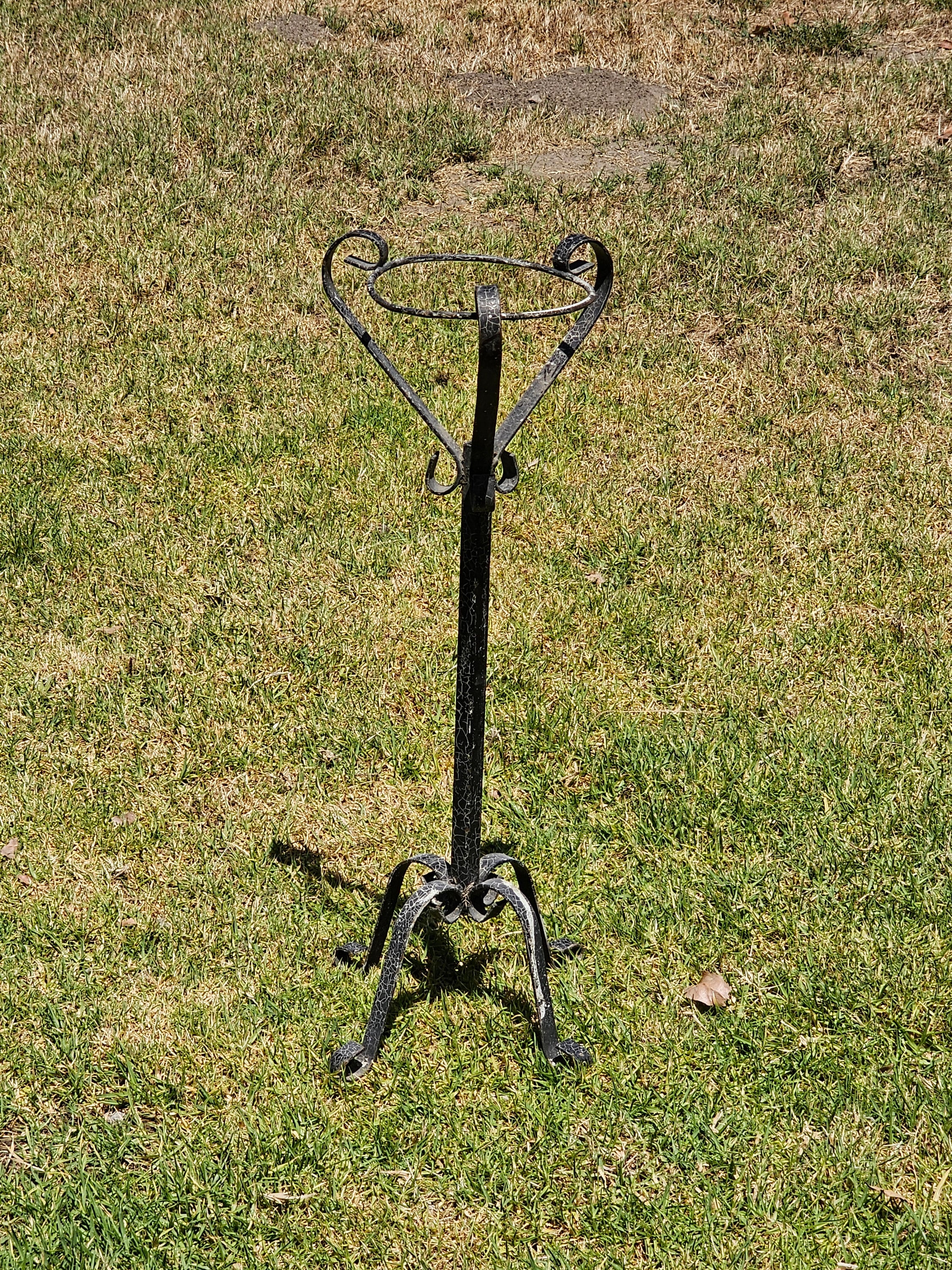 Vintage Scrolled Metal Plant Stand Rustic 29" H