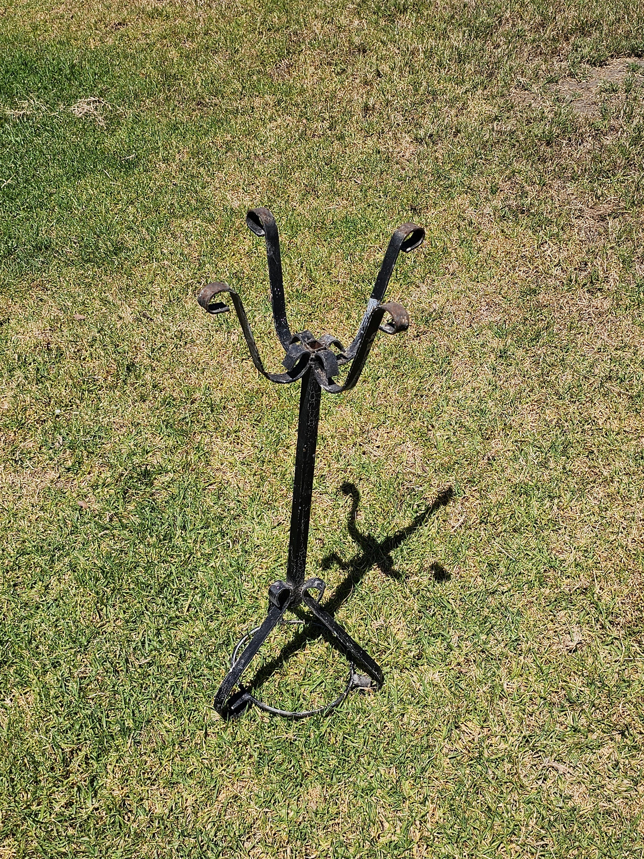 Vintage Scrolled Metal Plant Stand Rustic 29" H