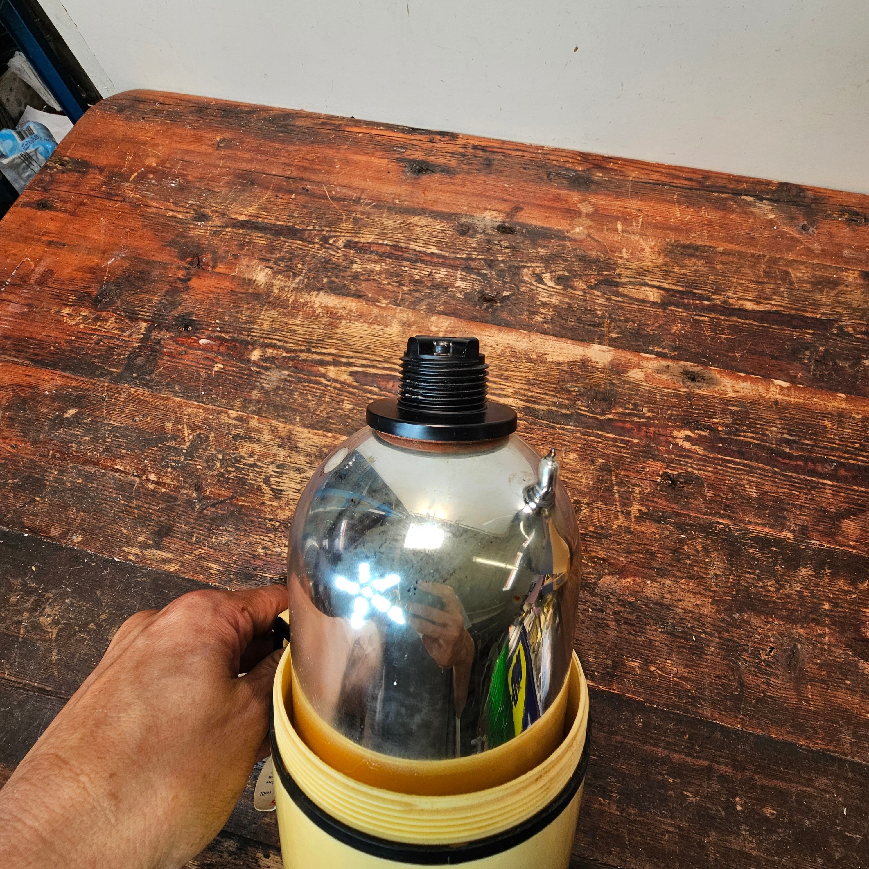 Thermos Vacuum Jag Flask 58Q Black & Yellow Made In England 1950's