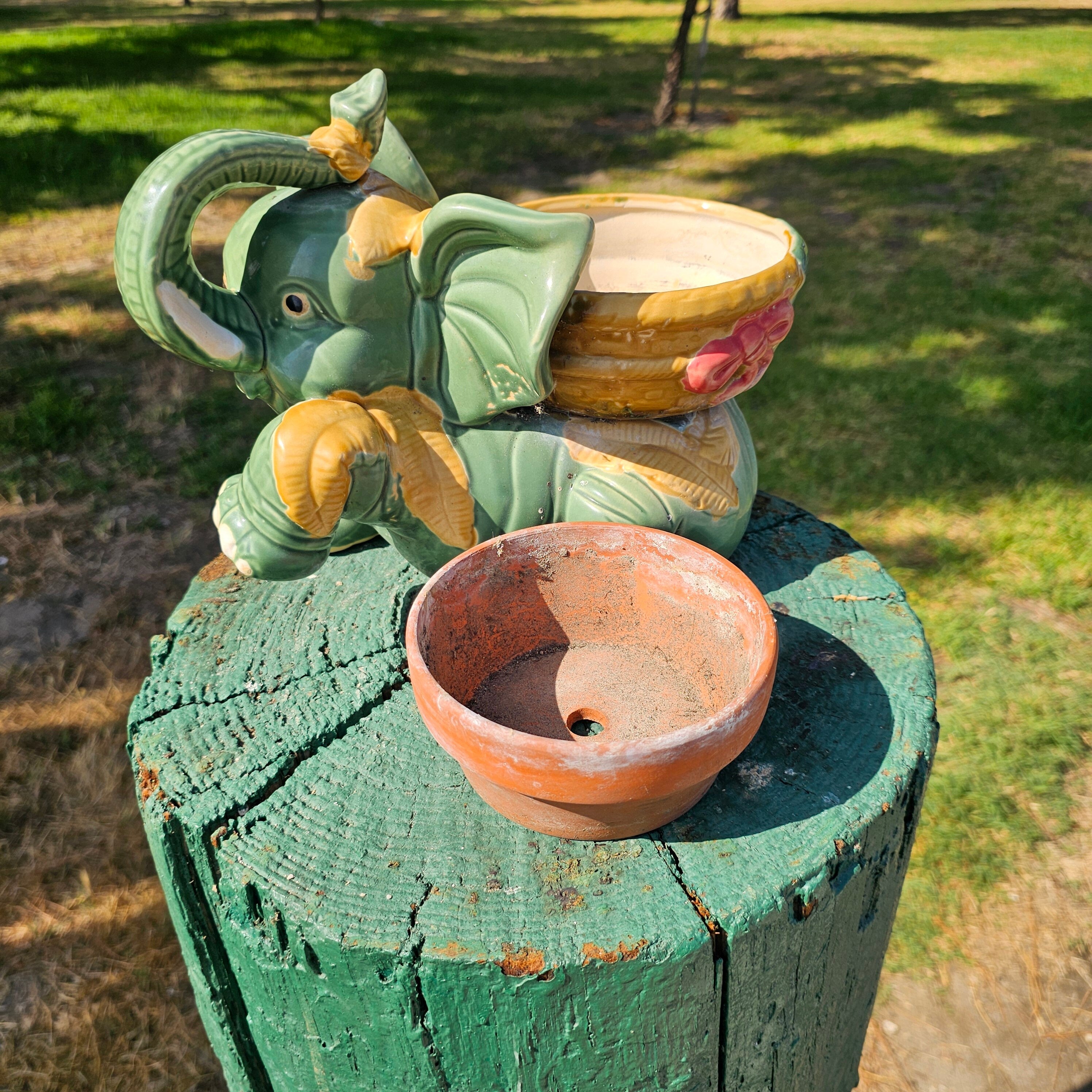 Vintage Elephant Planter 11" x 7" x 8.5" H