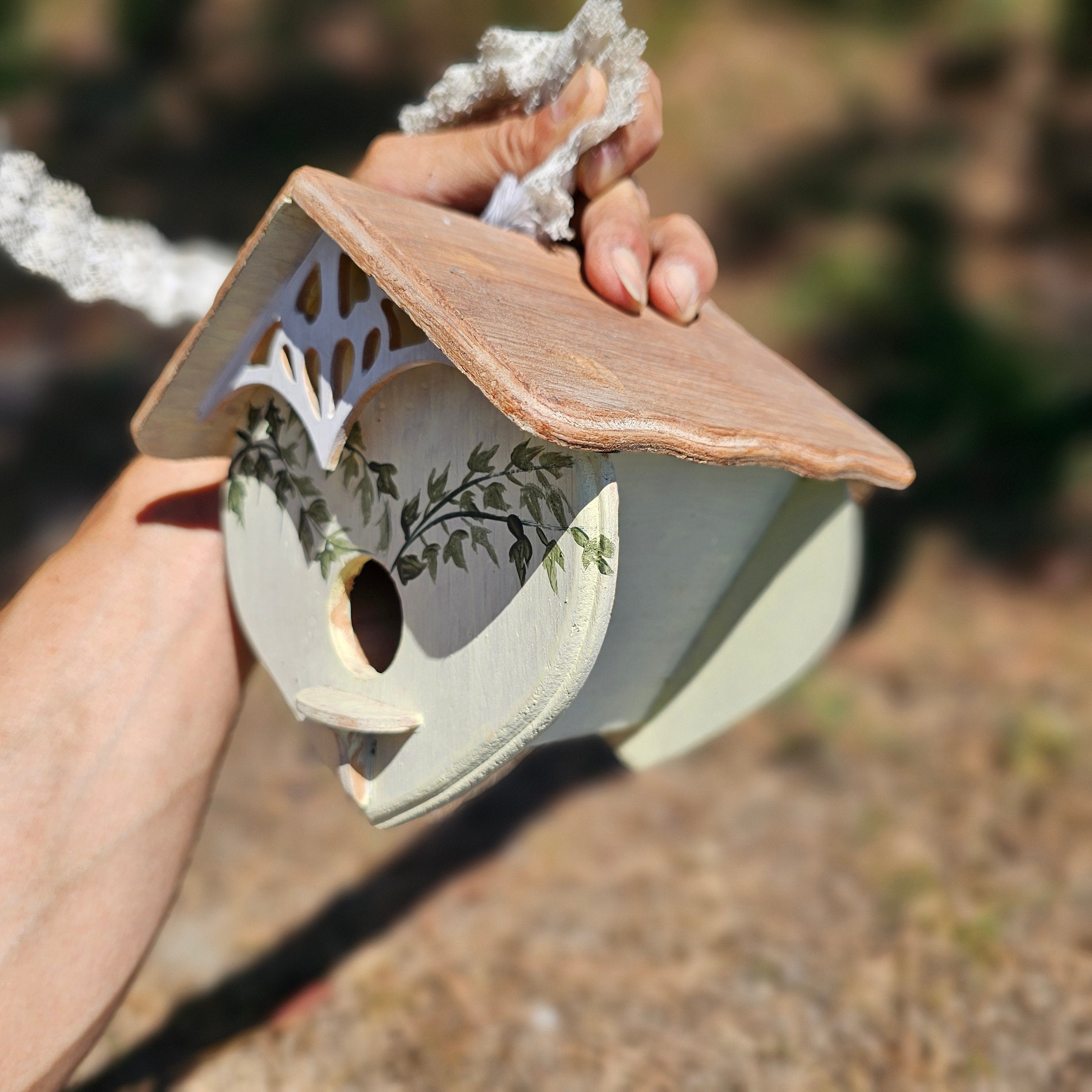 Rustic Hanging Bird House 6"L x 6"D x 5.5"H