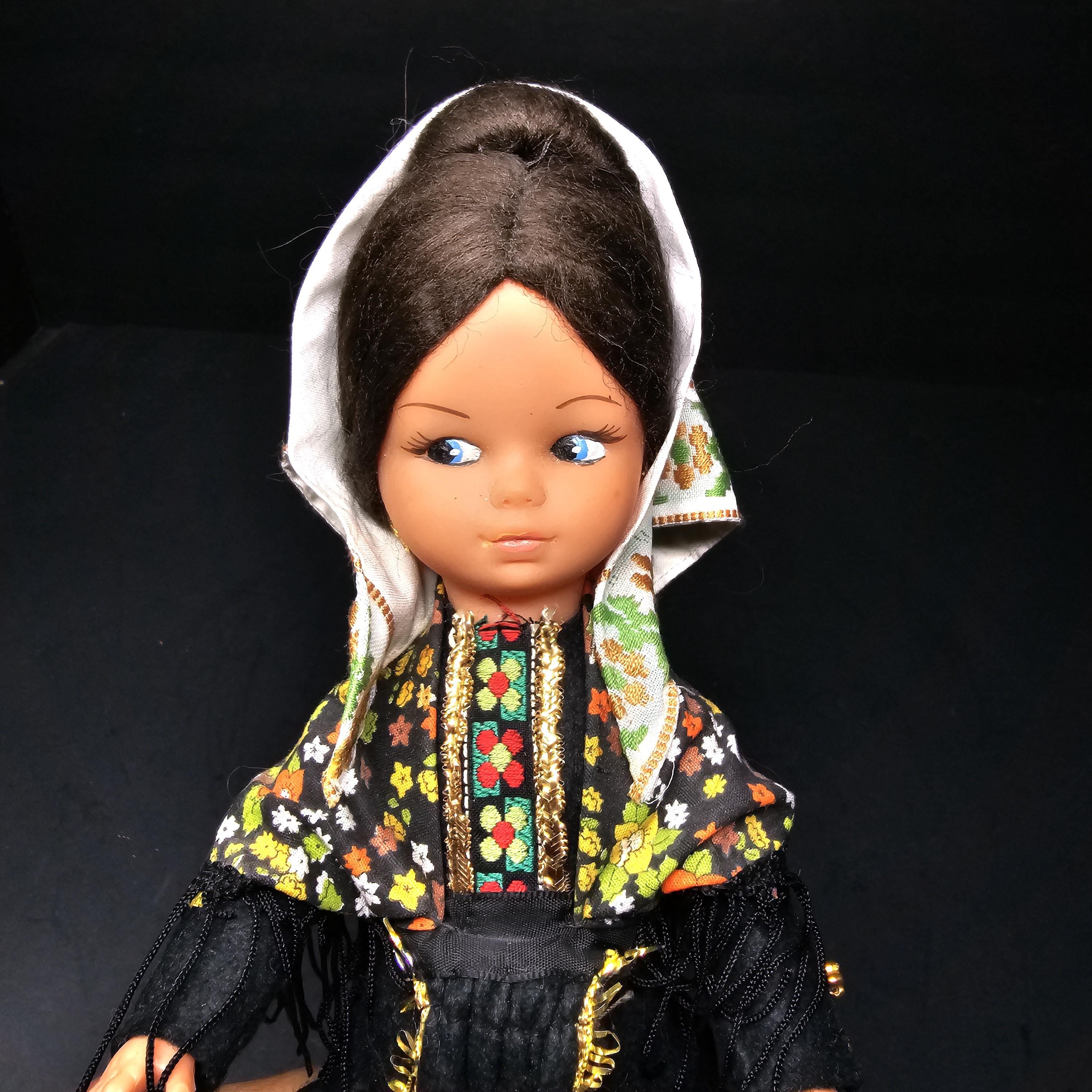 Vintage 11" Spanish Doll Soft Vinyl Face & Hard Plastic Body Made In Spain