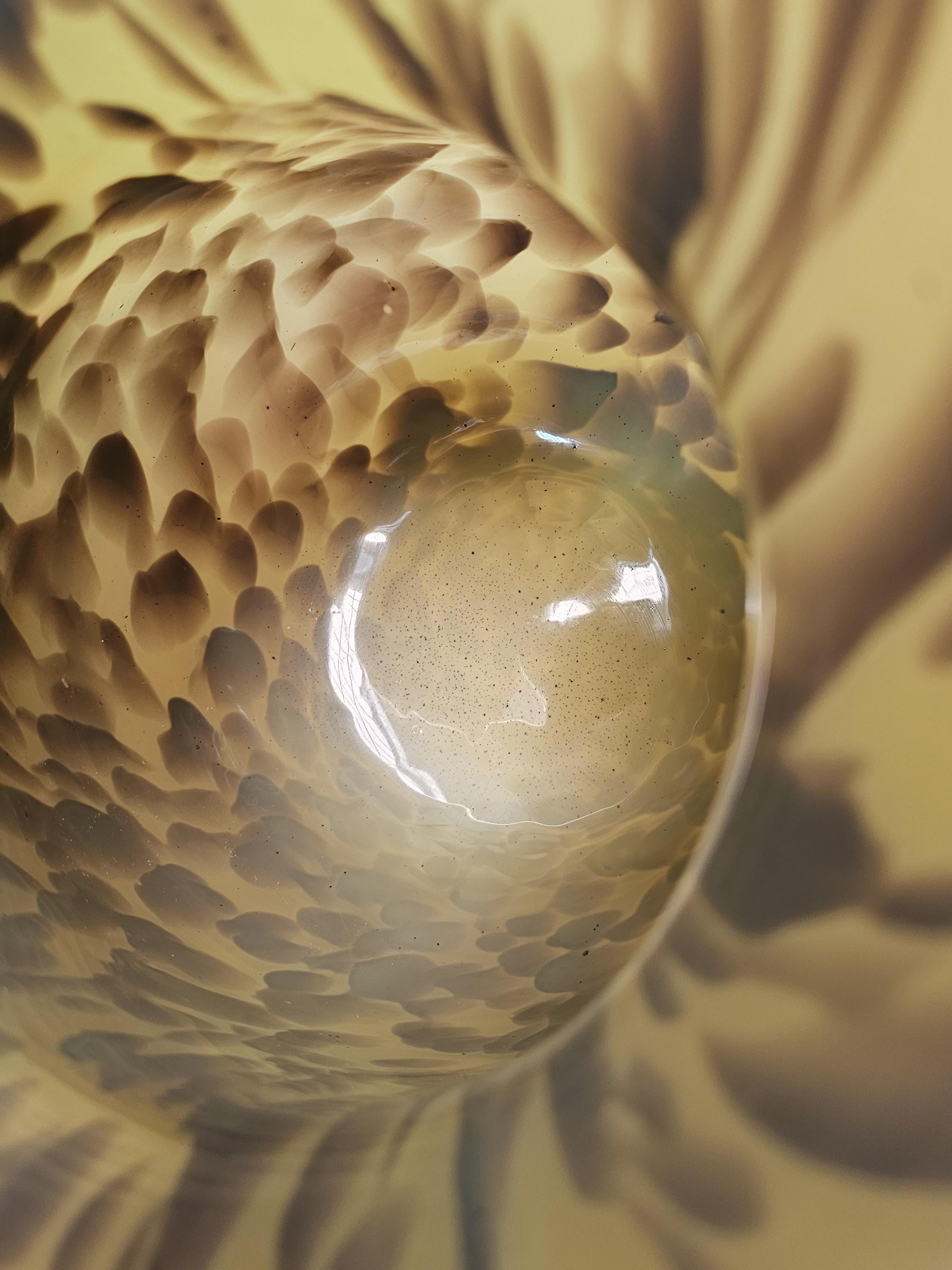 Large Tortoise Shell Hand Blown Glass Flower Vase 7.75" Dia x 20.75" H