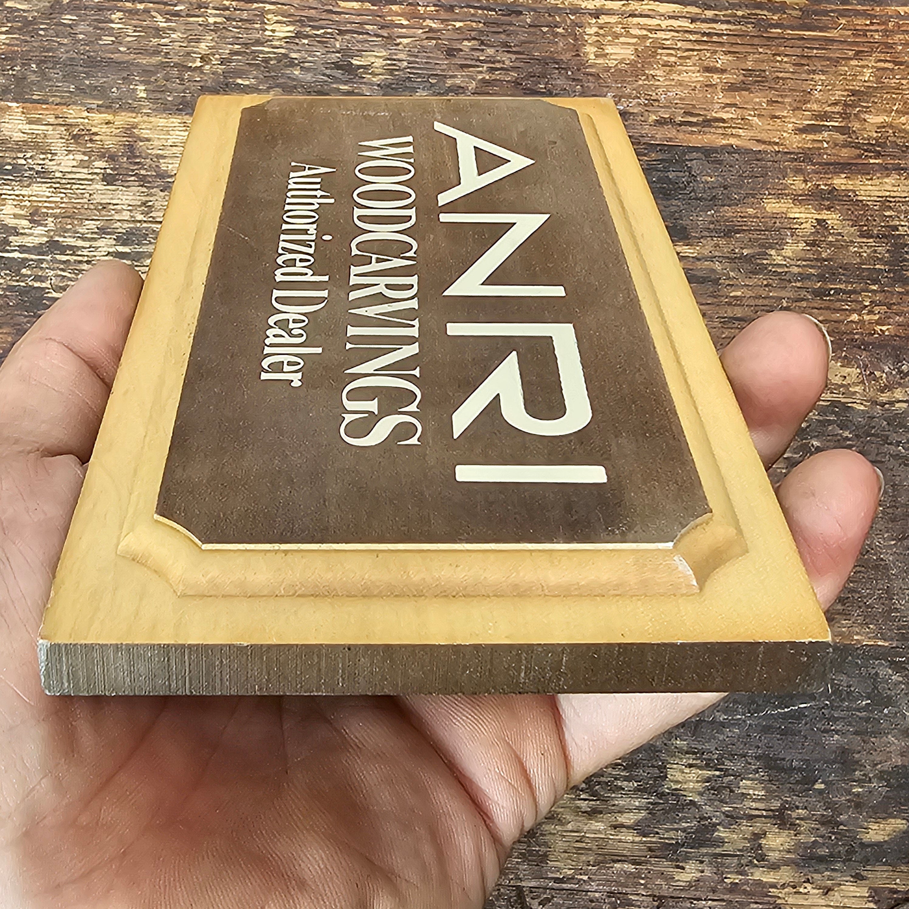 ANRI Woodcarvings Authorized Dealer Sign 8" x 4" x 0.25"