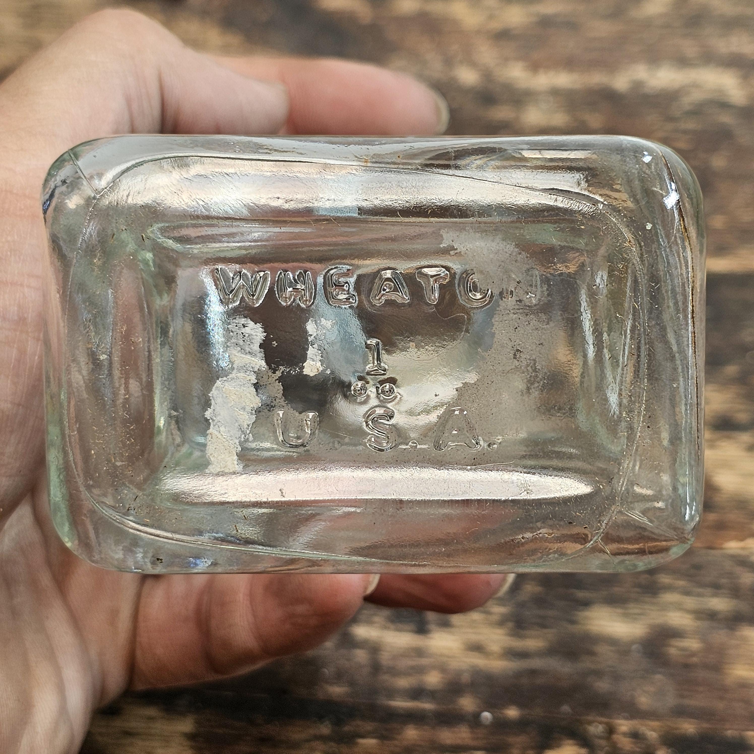 Antique Vintage WHEATON 1 USA Clear Glass Bottle Without Lid