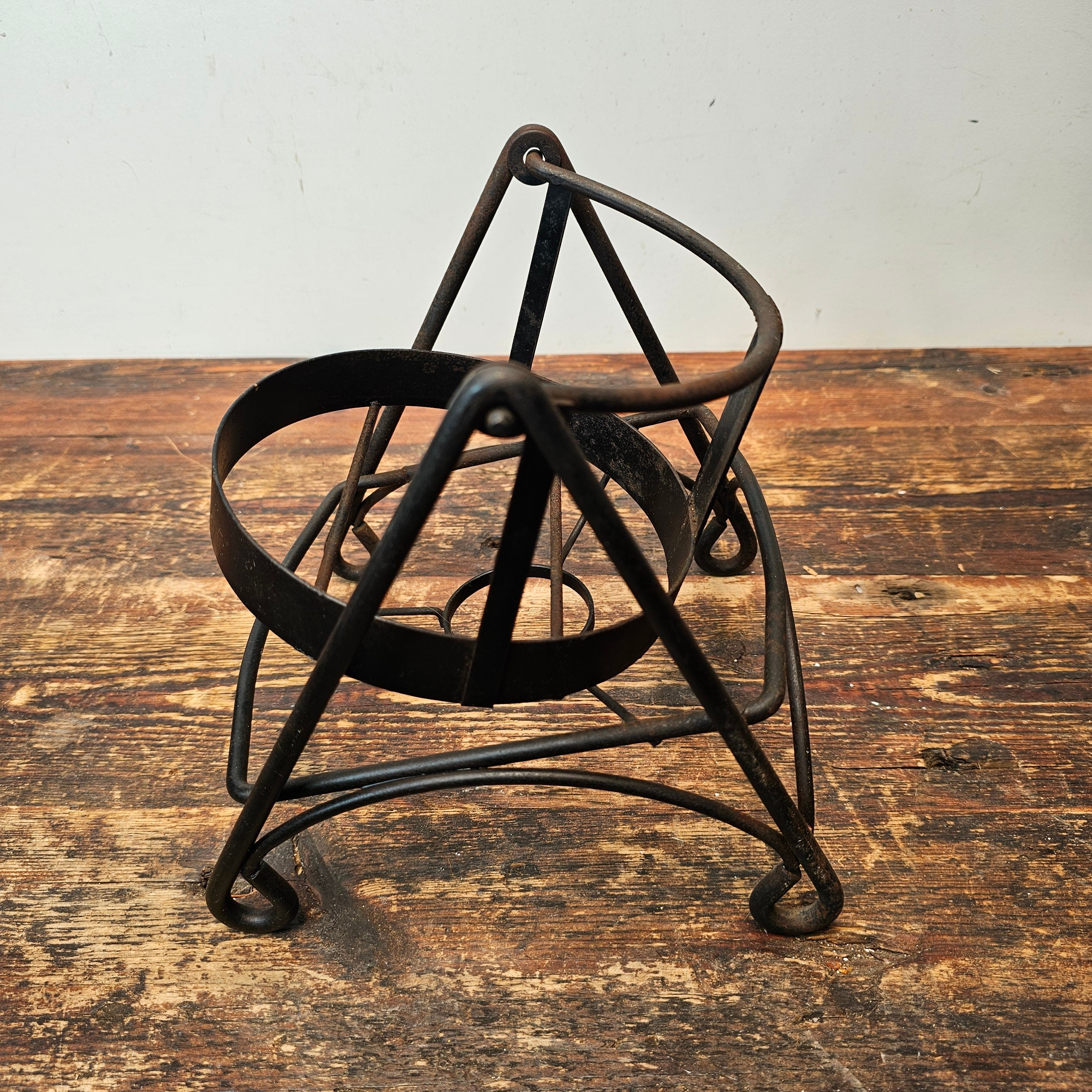 Wrought Iron Bottle Holder Swing Cradle / Flower Pot Holder 8" H x 8" D x 7.5" W