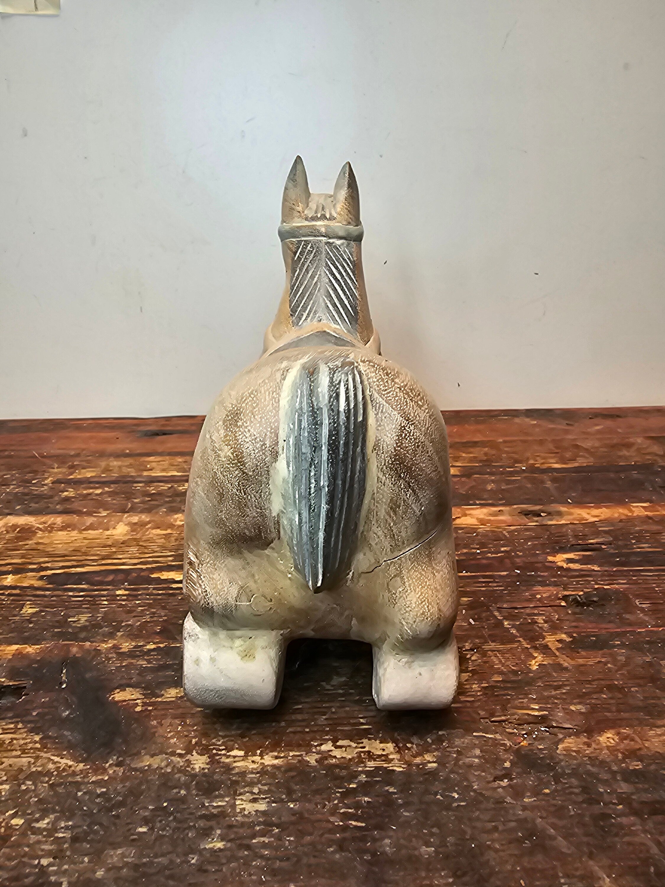 Vintage Asian Hand Carved and Painted Rocking Horse 13"L x 4"W x 9"H