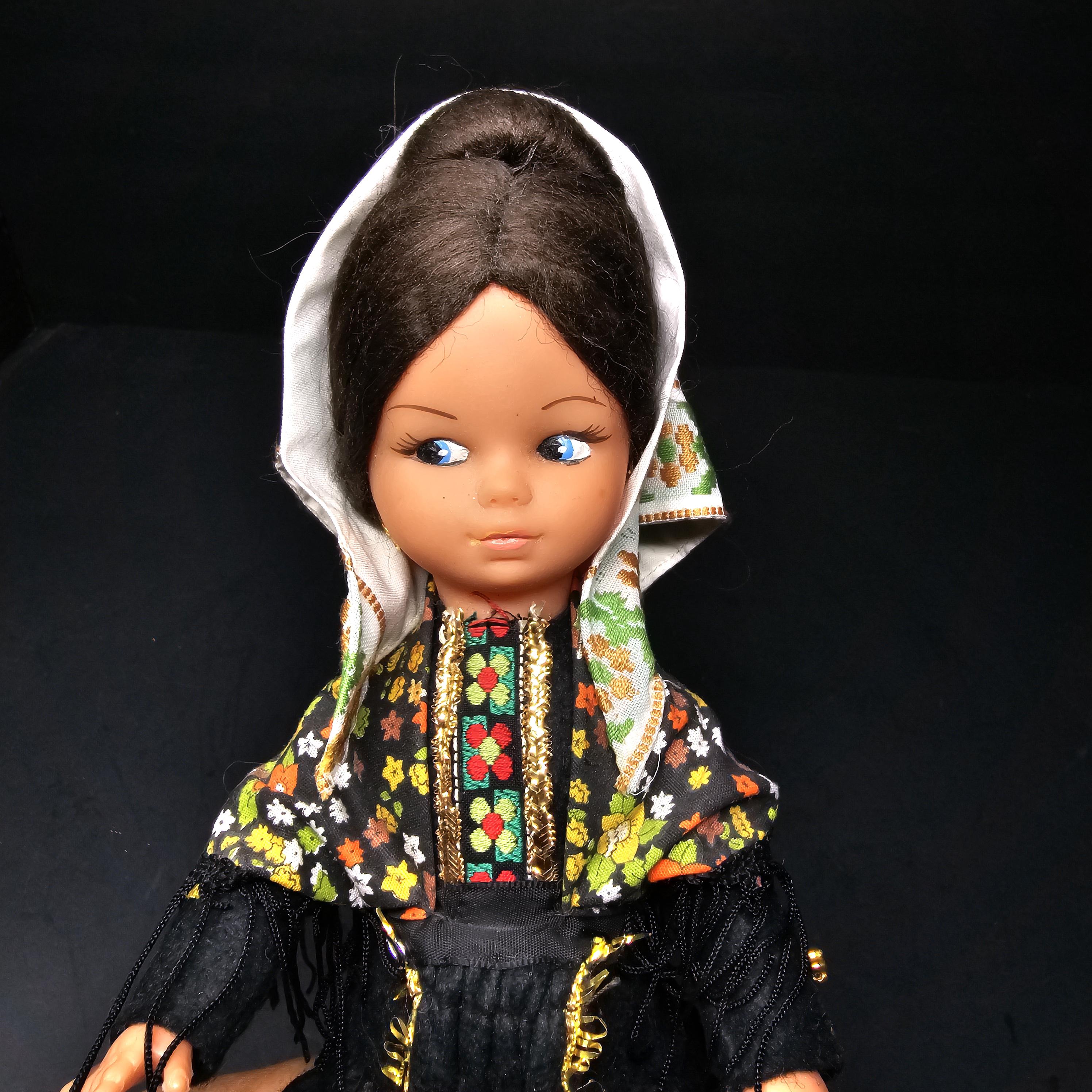 Vintage 11" Spanish Doll Soft Vinyl Face & Hard Plastic Body Made In Spain