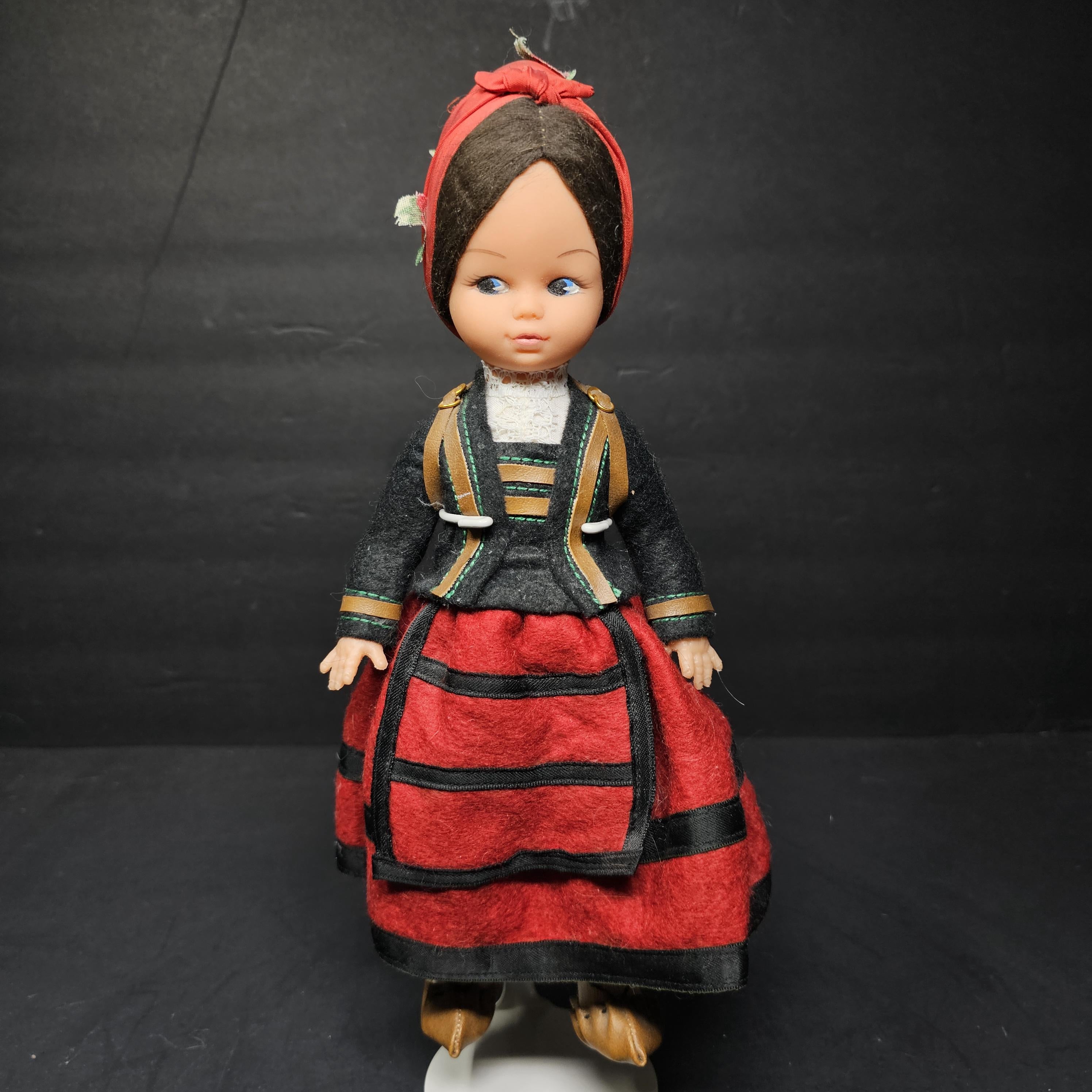 Vintage 11" Spanish Doll Soft Vinyl Face & Hard Plastic Body Made In Spain