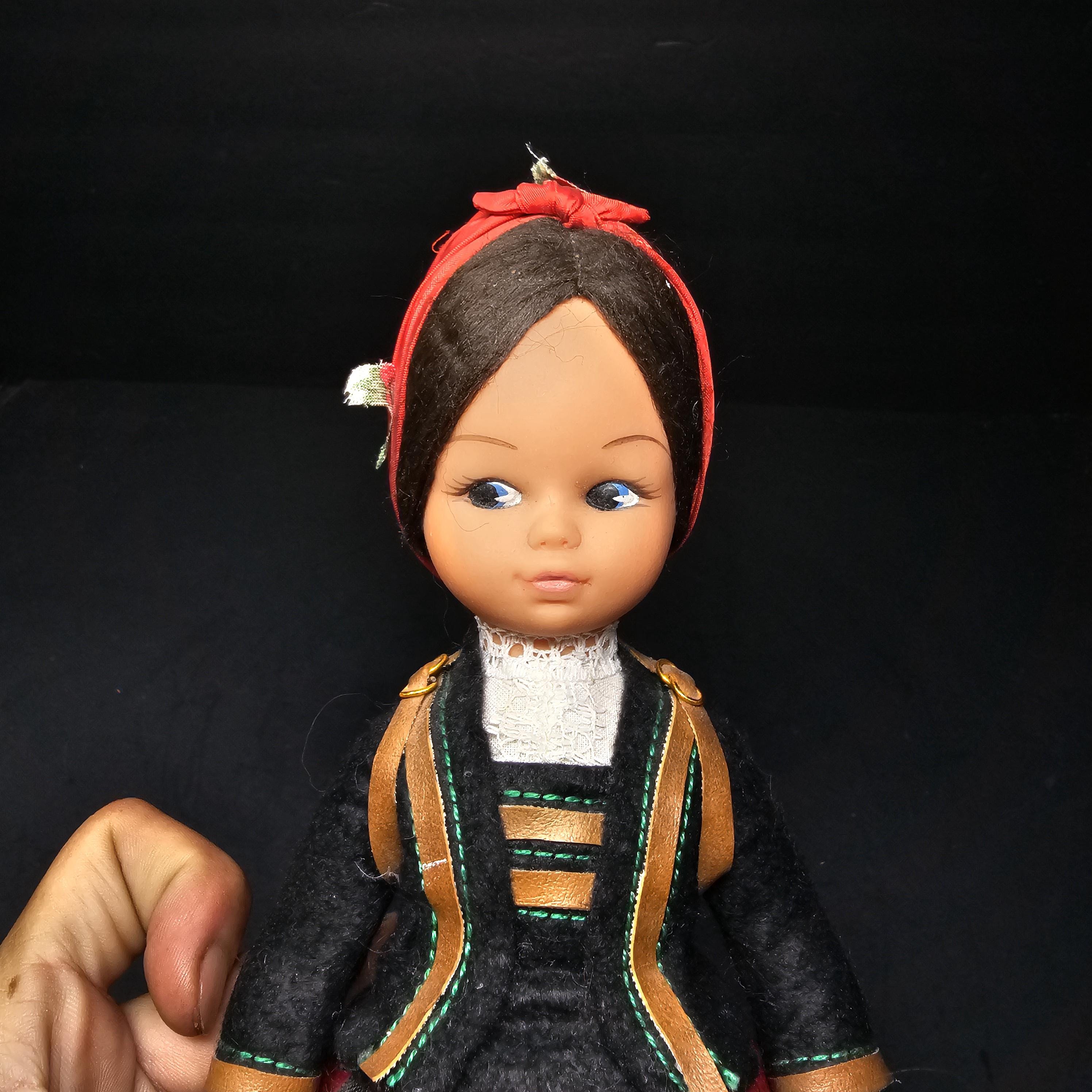 Vintage 11" Spanish Doll Soft Vinyl Face & Hard Plastic Body Made In Spain